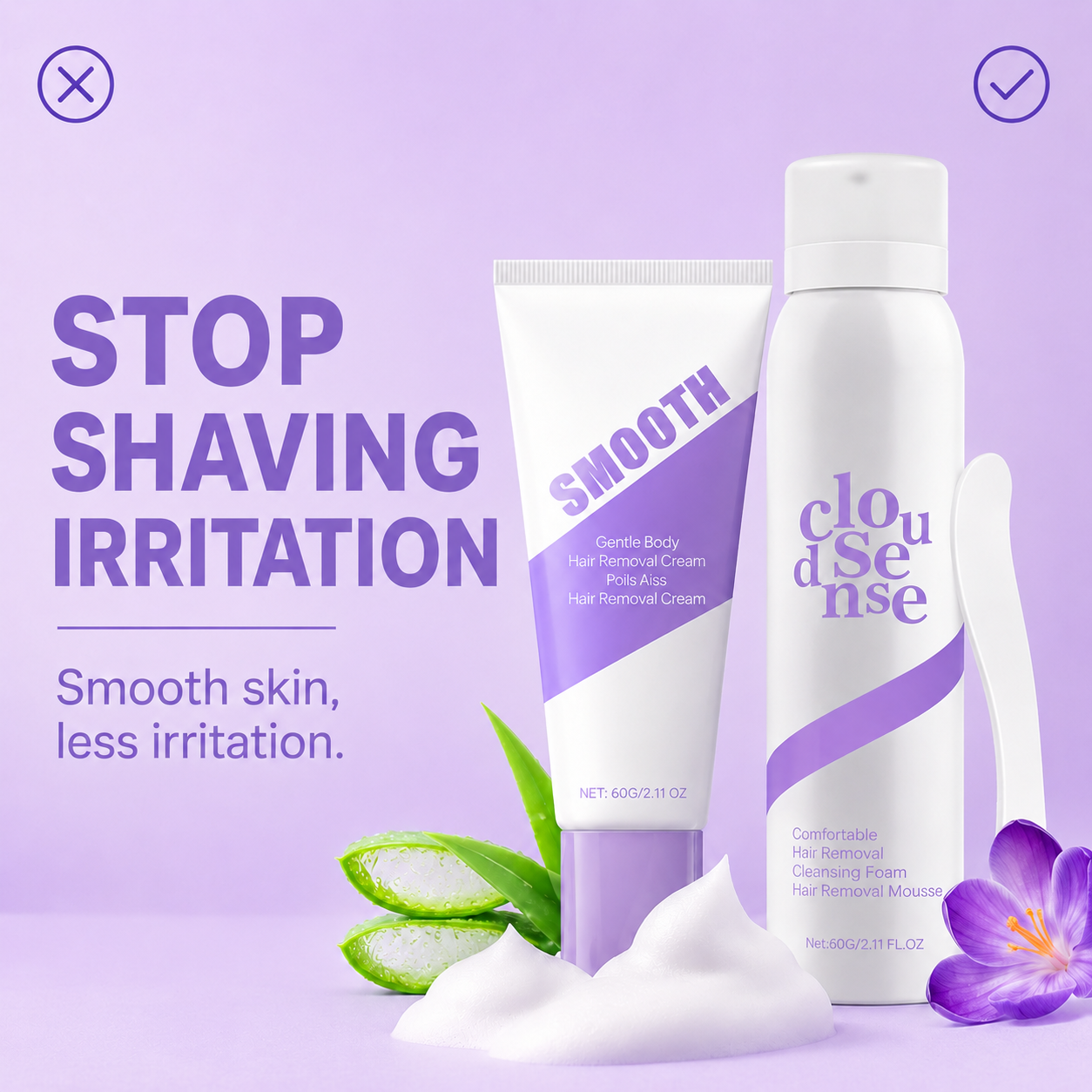 Telvento Facebook ad: Tired Of Shaving Irritation?