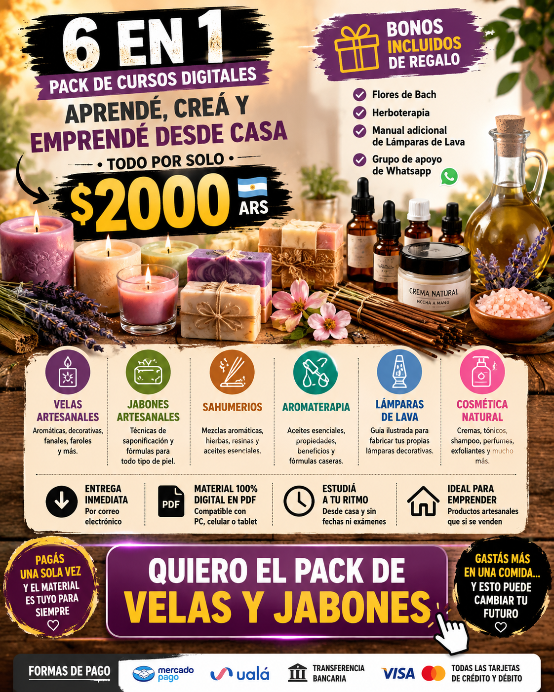 Aprende Un Oficio Online - Cursos Digitales Facebook ad: 6 CURSOS EN 1 POR SOLO $2000 ARS