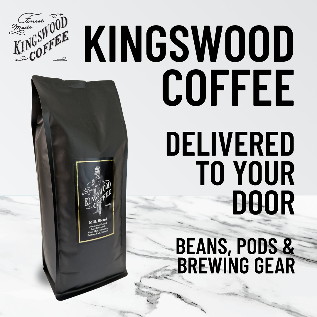 Kingswood Coffee Facebook ad: Specialty Coffee. Delivered to Your Door.