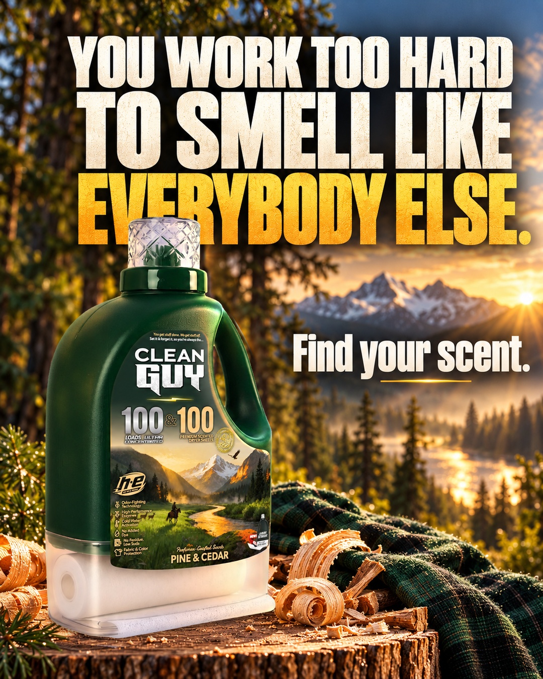 Clean Guy Facebook ad: Laundry built for how men actually live.