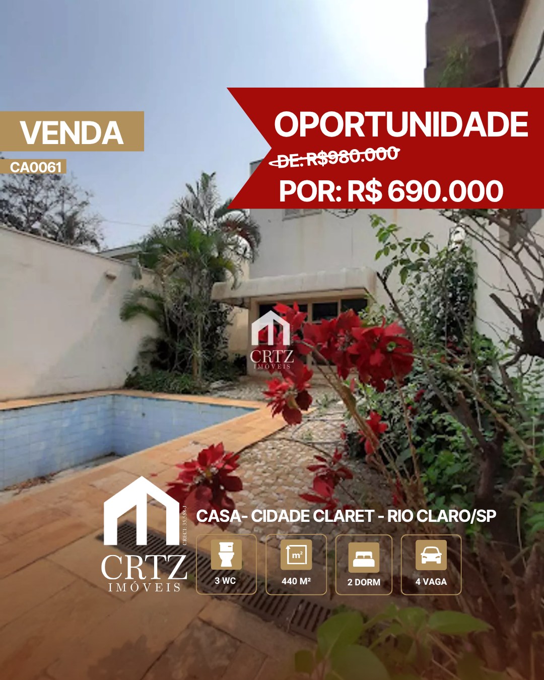 CRTZ Imóveis Facebook ad: Cidade Claret - Rio Claro/SP