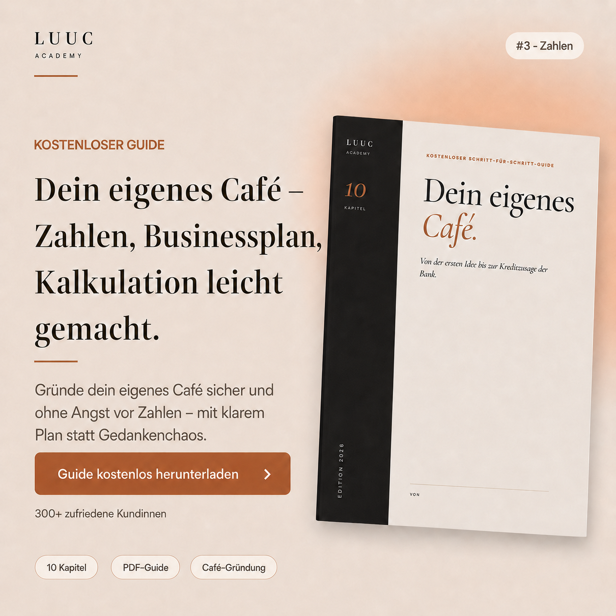 LUUC Academy Facebook ad: Café eröffnen ohne Überforderung