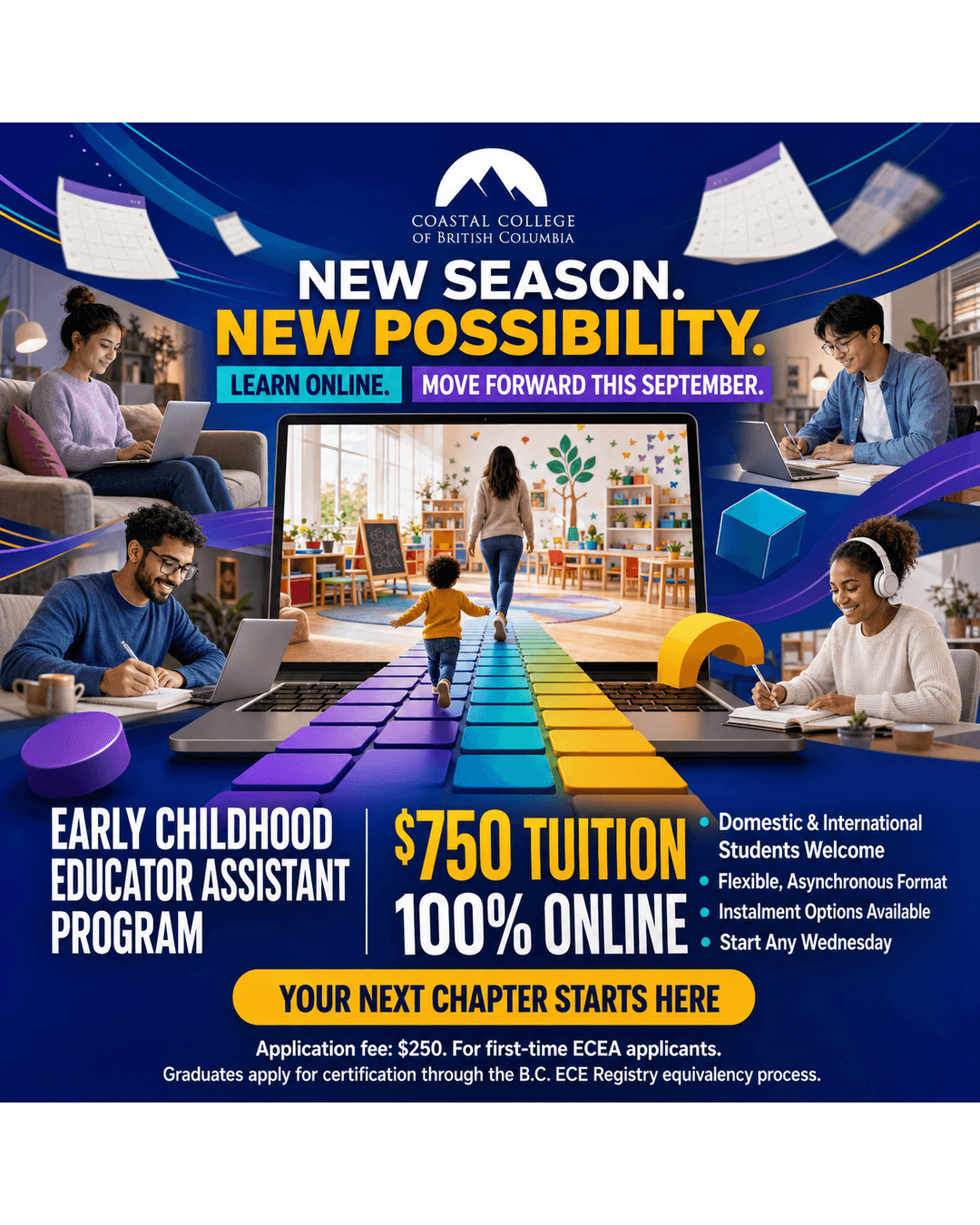Coastal College of British Columbia Facebook ad: Your September Reset Starts at $750