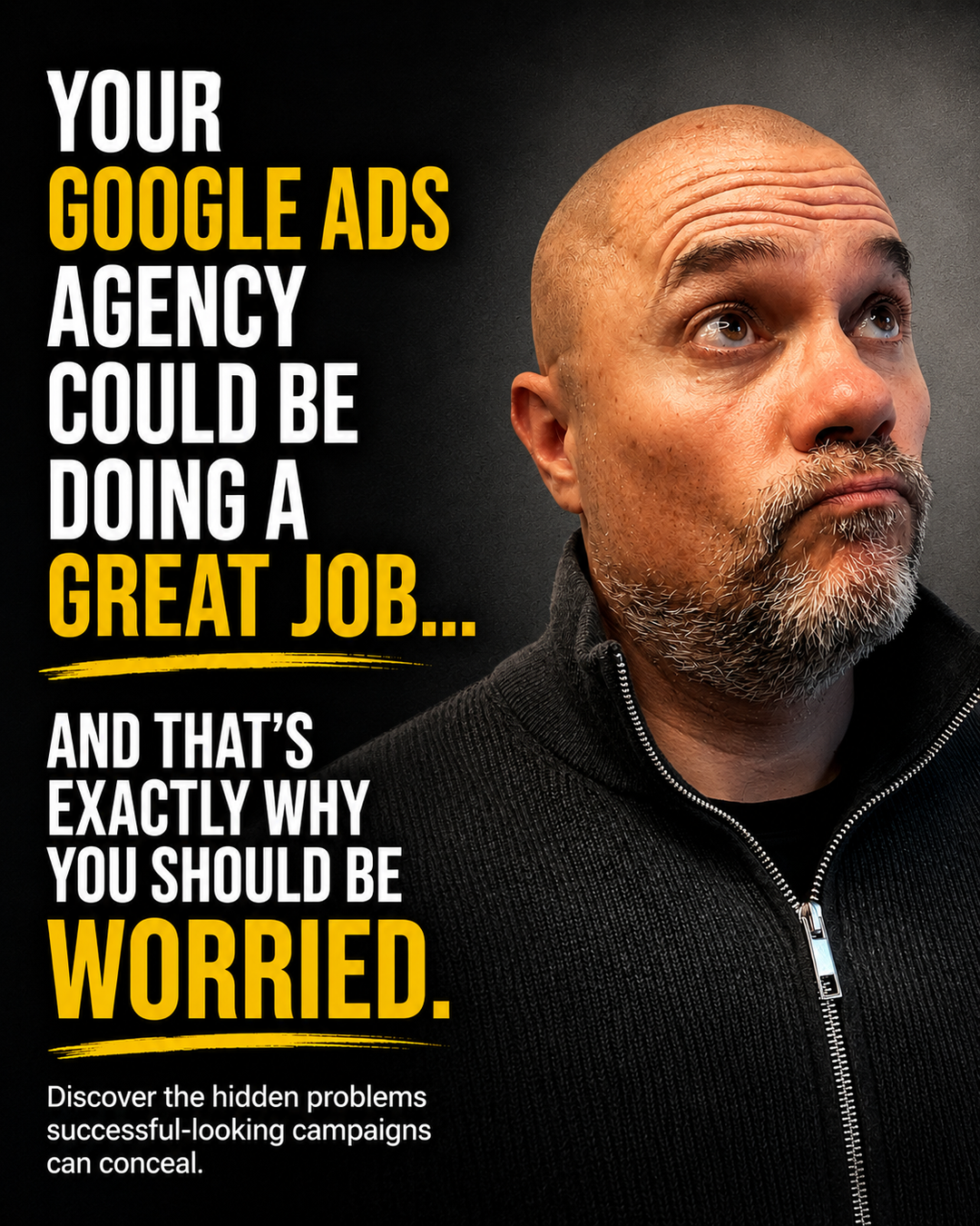 Rocket Reach PPC Facebook ad: YOUR GOOGLE ADS AGENCY COULD BE DOING A GREAT JOB, AND YOU…