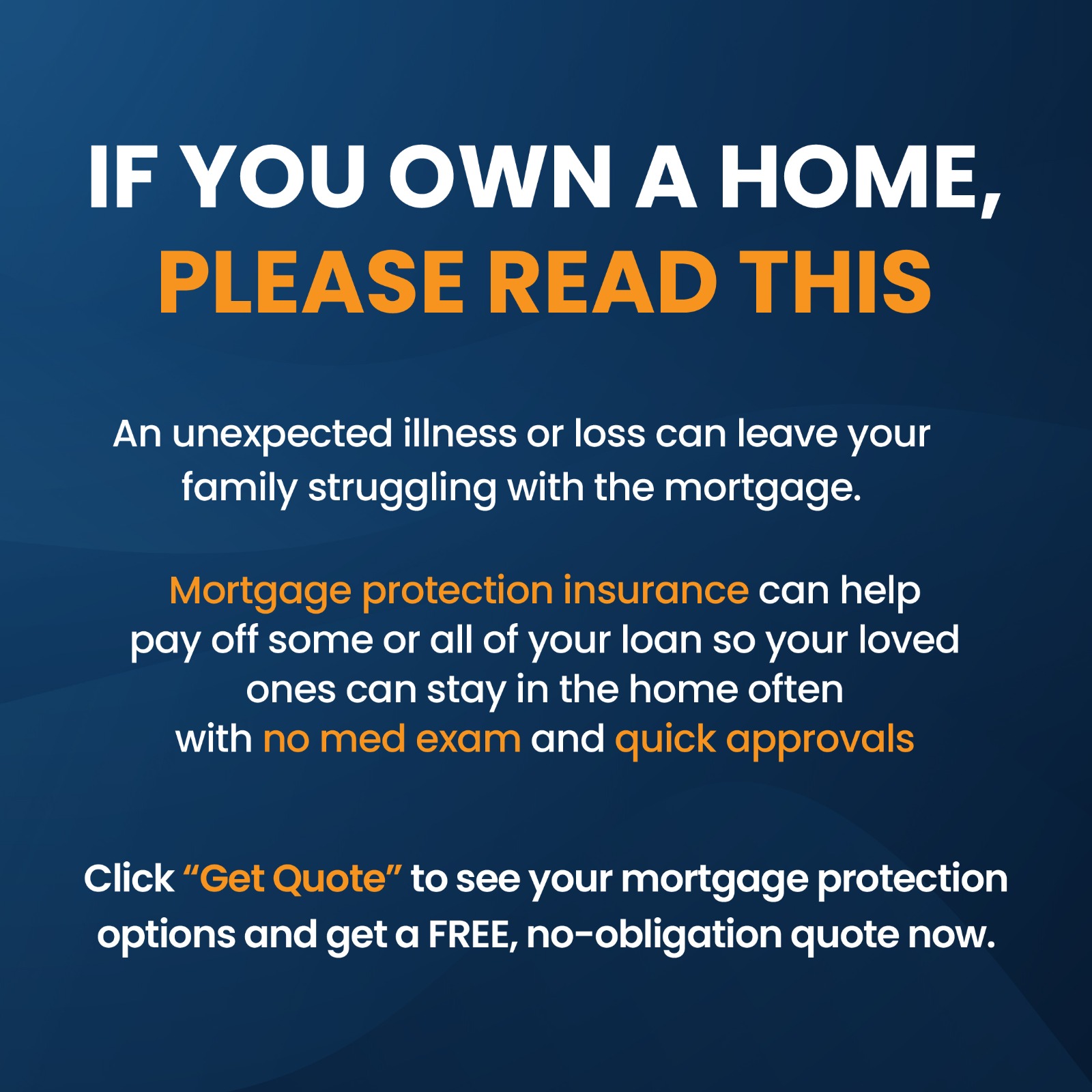Your Local Coverage Options Facebook ad: Don't Leave Your Mortgage to Your Family