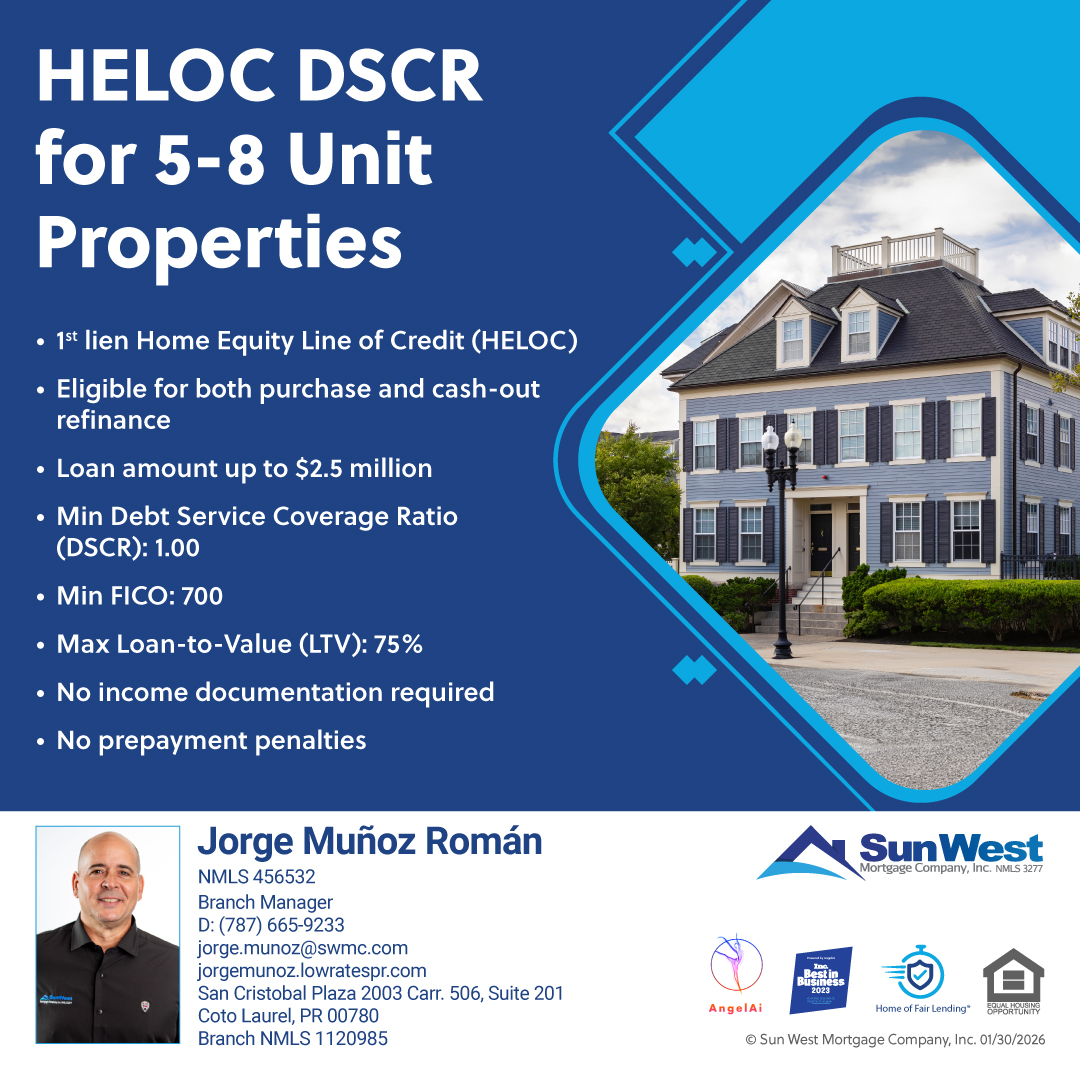 Jorge Munoz Roman - Branch Manager - NMLS 456532 Facebook ad: Investors, take advantage of our HELOC DSCR program!