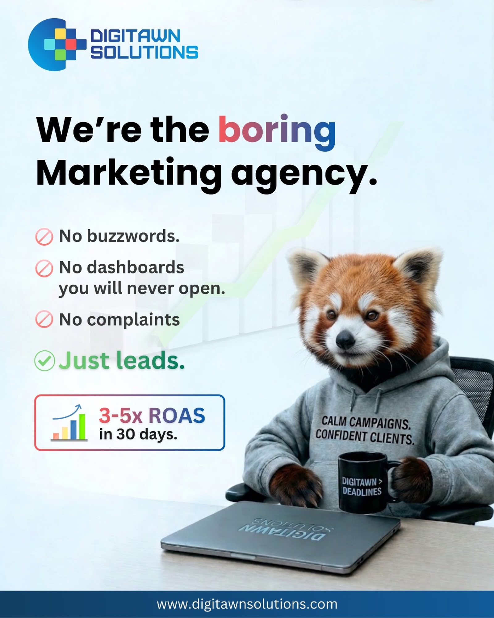 DigiTawn Solutions Facebook ad: Most marketing agencies sell reports.