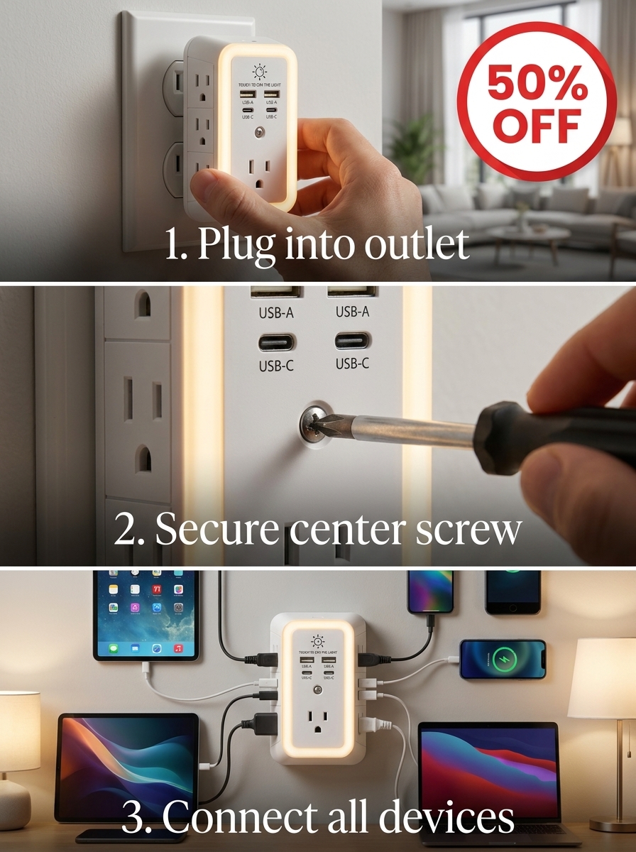 Jennie's Essential Select Facebook ad: Aless 10-in-1 ETL-Certified Surge Protector Power Outlet
