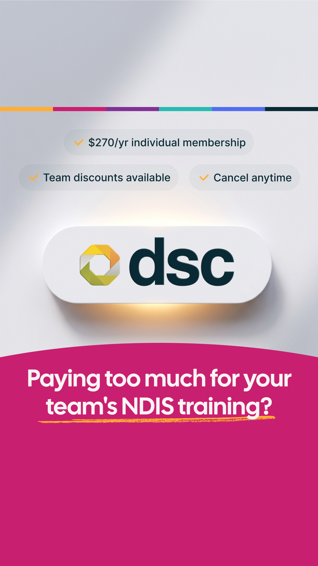 Team DSC Facebook ad: Cost-Effective NDIS Training