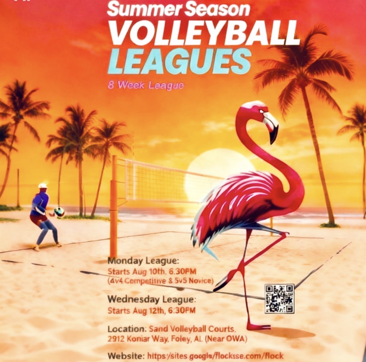 Flock Sports and Social Experience Facebook ad: Flock Sand Volleyball League