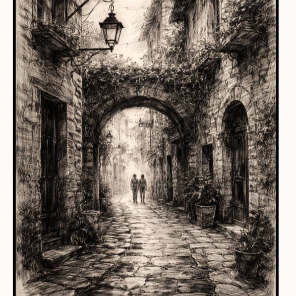 merchdesign27 Facebook ad: Old town artwork Drawing PRINTING