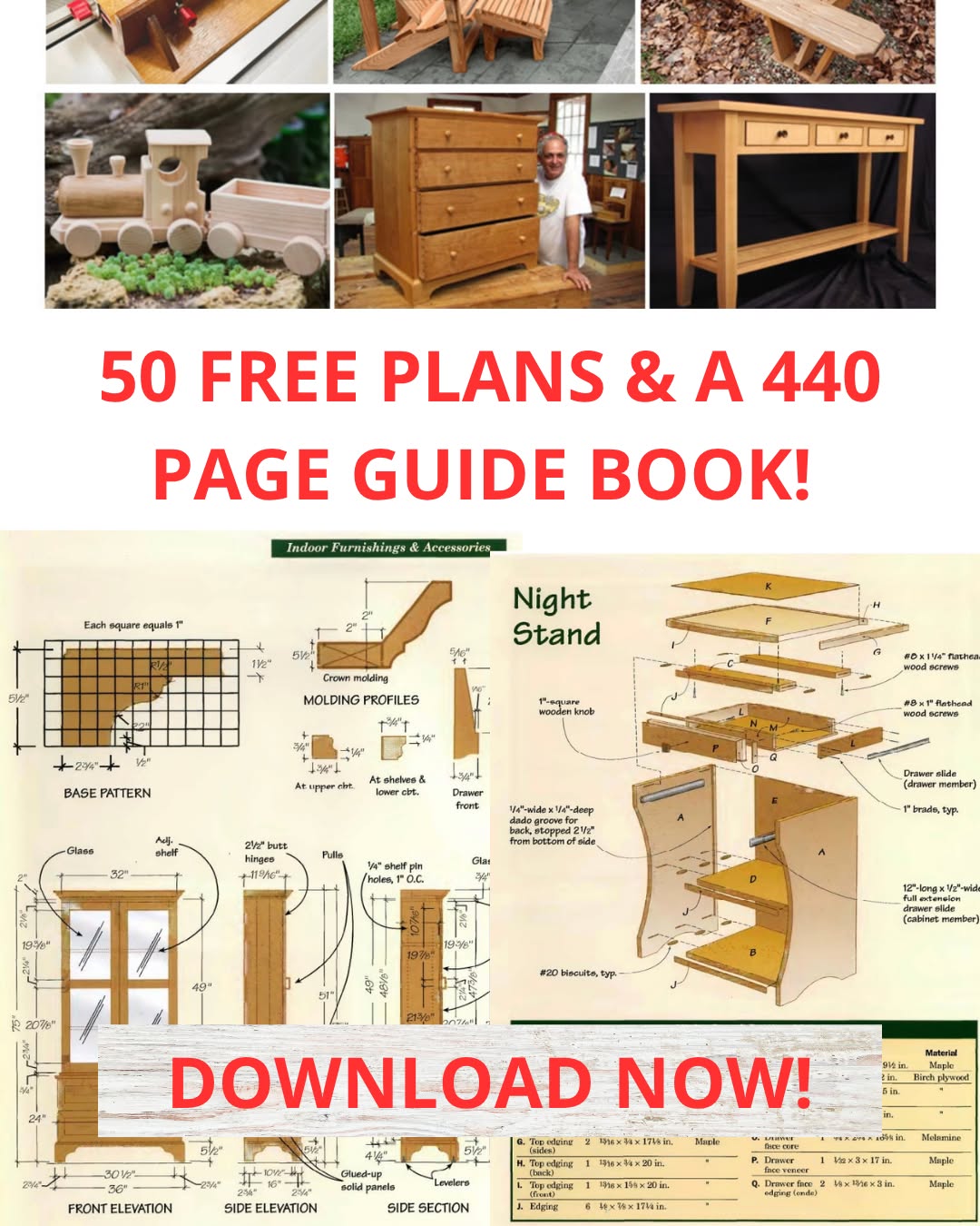 Woodworking Mastery Facebook ad: Free Woodworking Plans: Build something amazing This Week!