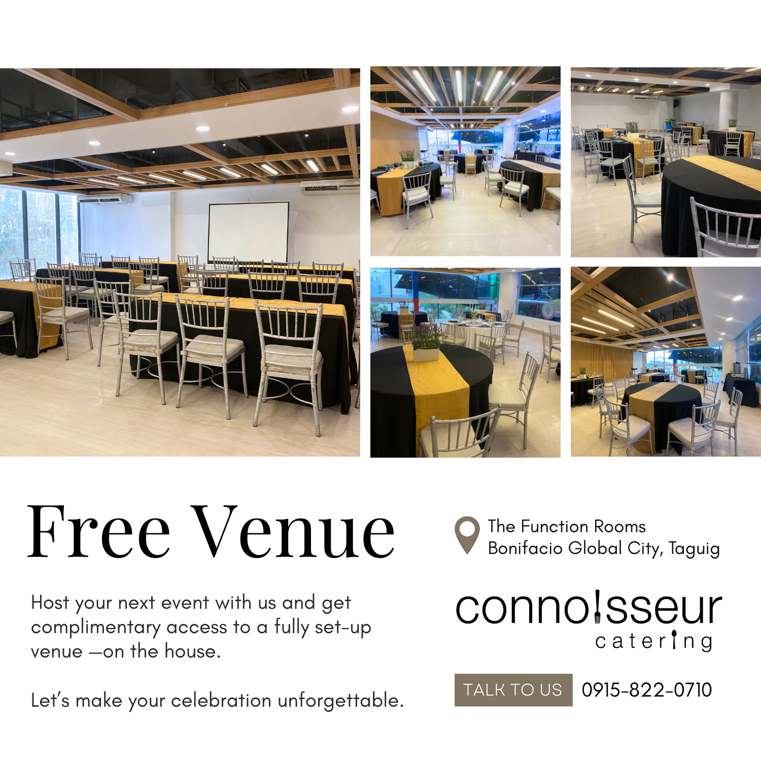 Connoisseur Catering Facebook ad: Book now!