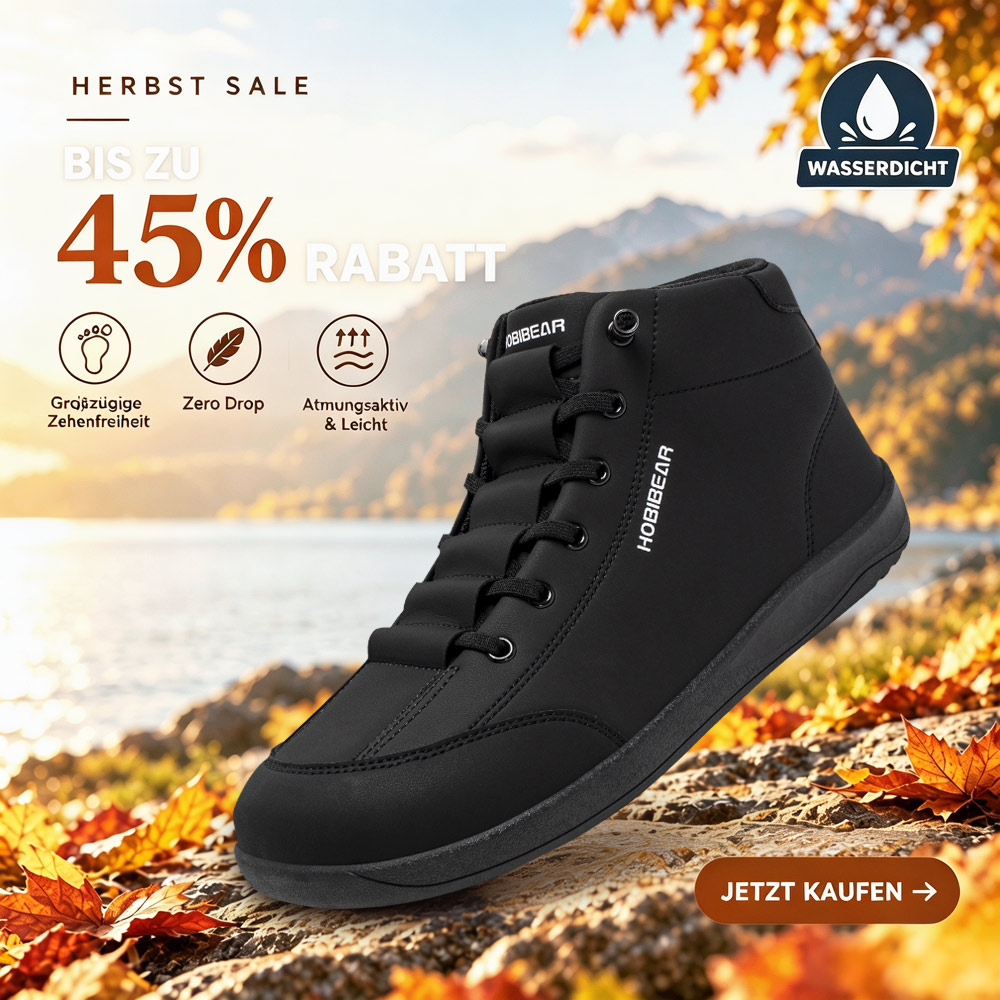 hobibear.de Facebook ad: Herbst-Sale | Bis zu 45 % Rabatt auf Barfußschuhe