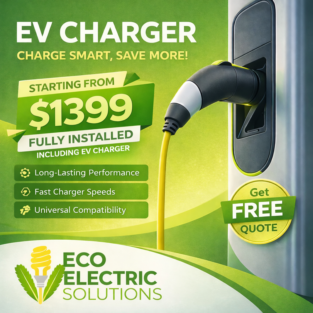 Eco Electric Solutions Facebook ad: EV Charger Supply & Install From $1,399