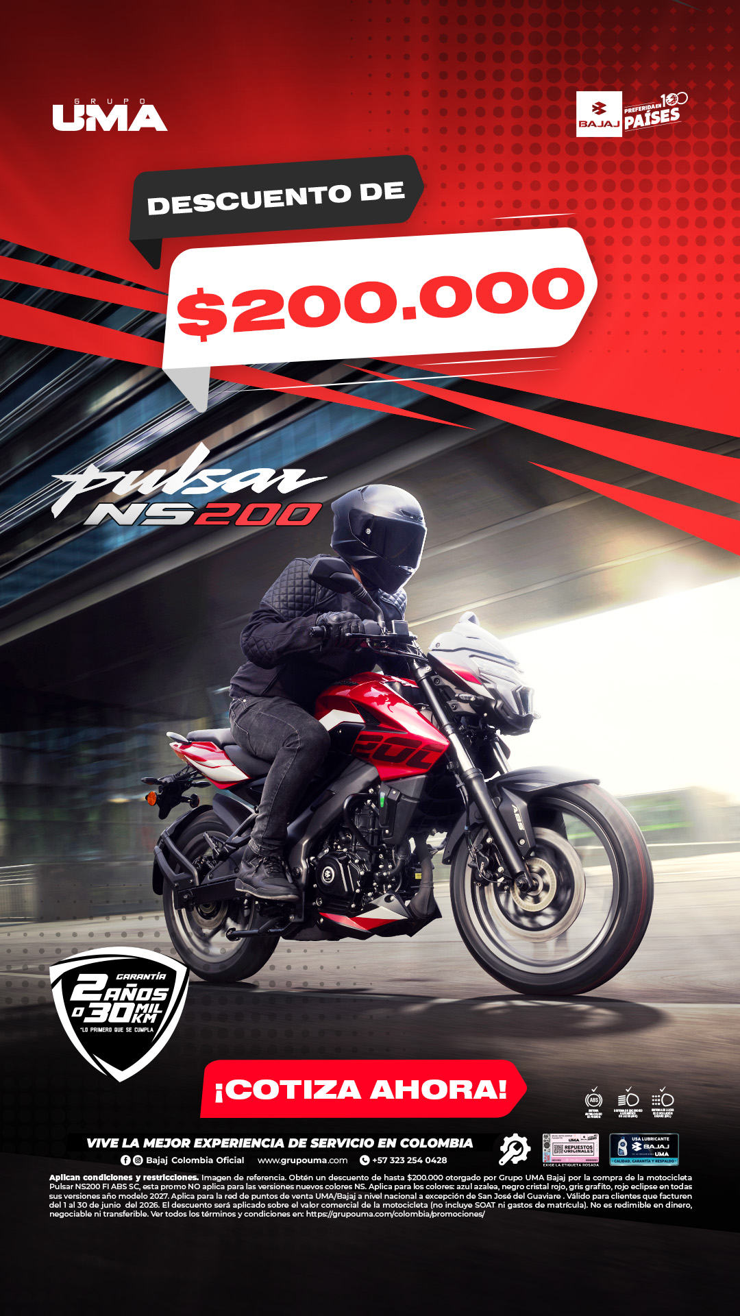 Bajaj Colombia Facebook ad from Jun 1, 2026