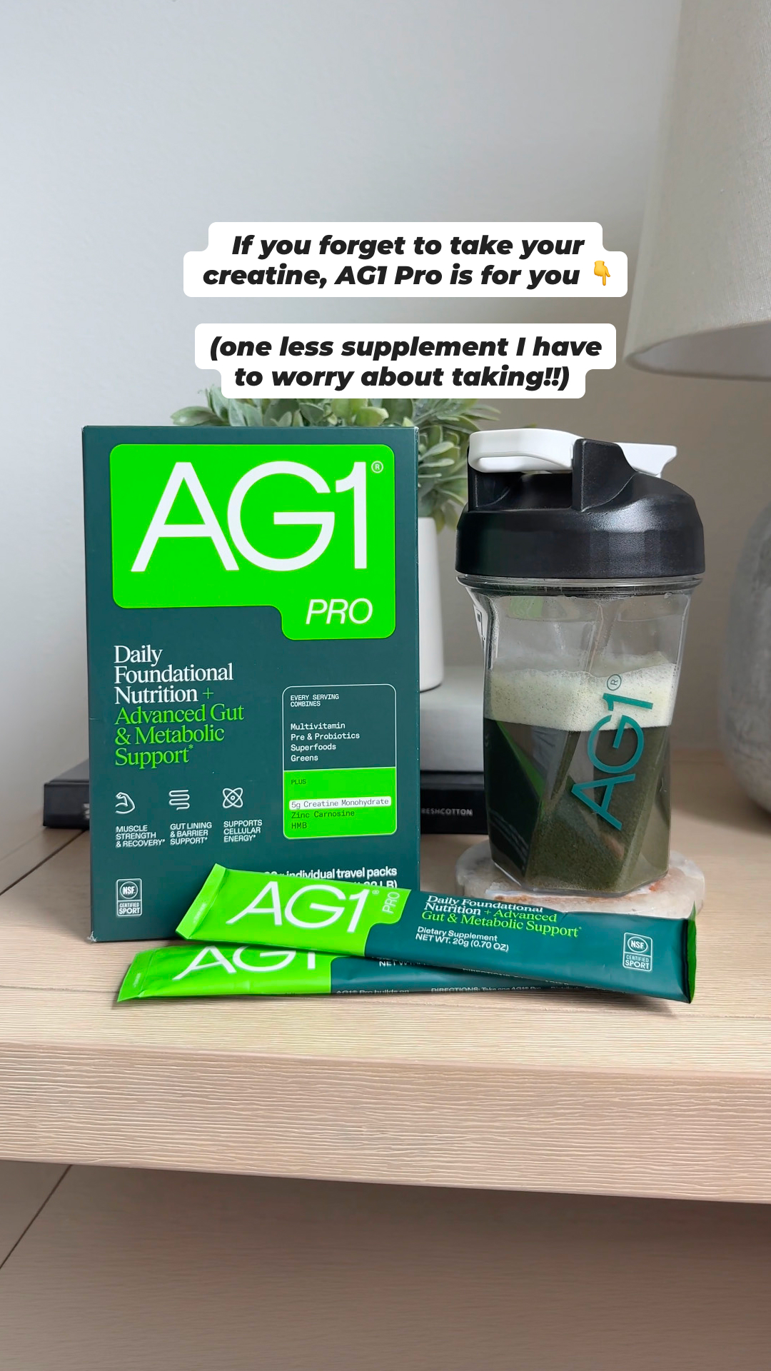 AG1 by Athletic Greens Facebook ad: One Pack. The Whole Stack.