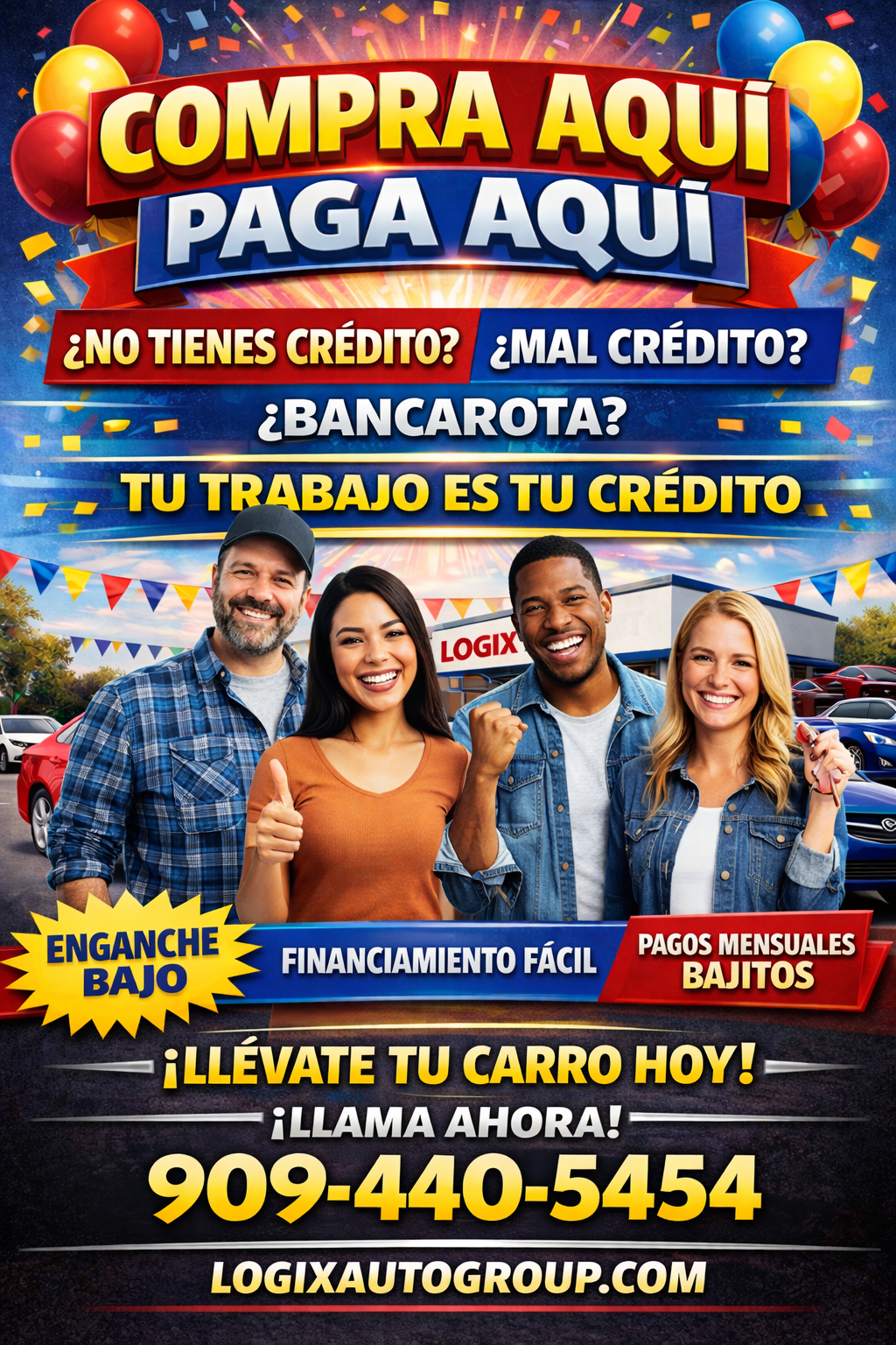 Logix Auto Group Facebook ad: Tenemos el mejor programa de Compra Aqui Paga…