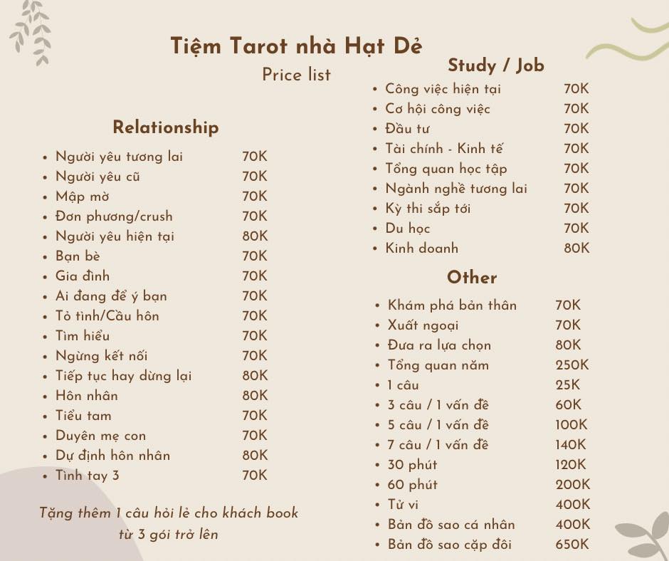 Tiệm Tarot Nhà Hạt Dẻ Facebook ad: Xem TAROT phí hạt dẻ chỉ từ