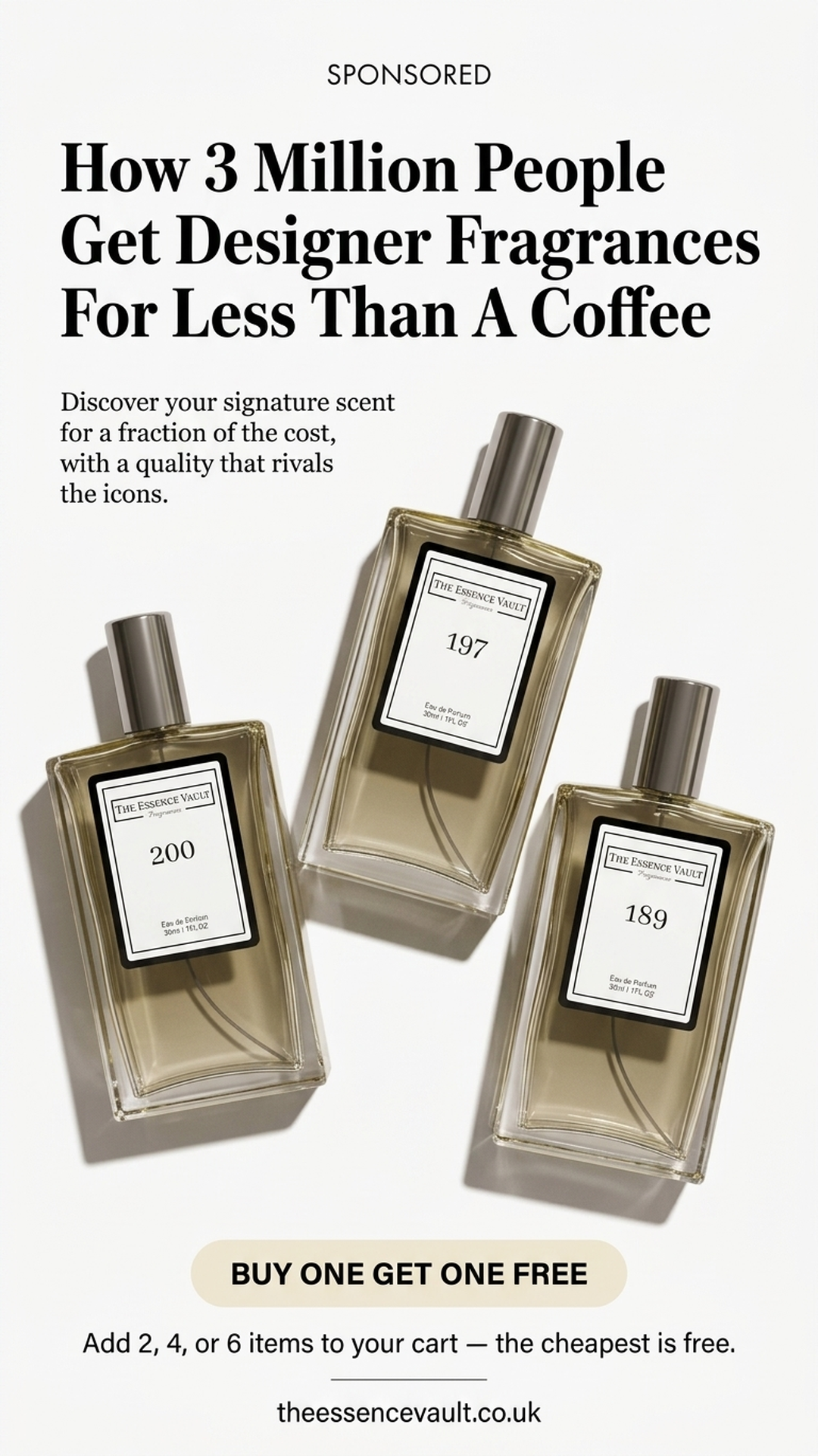 The Essence Vault Facebook ad from Mar 26, 2026
