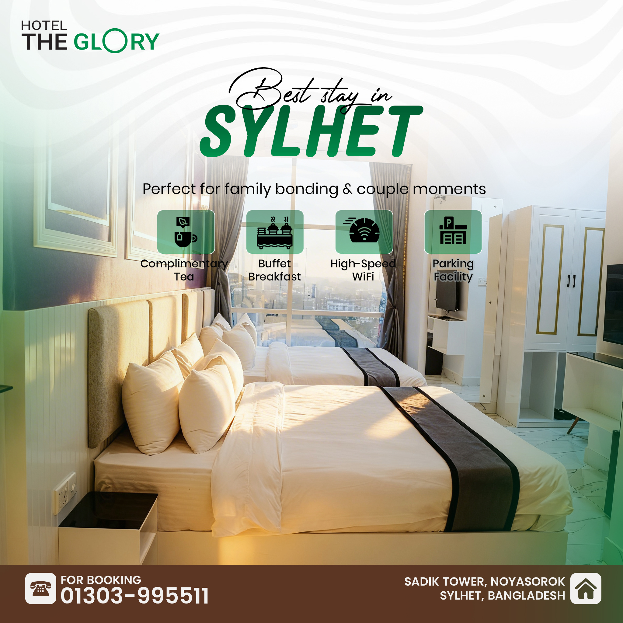 Hotel The Glory Facebook ad from Apr 13, 2026