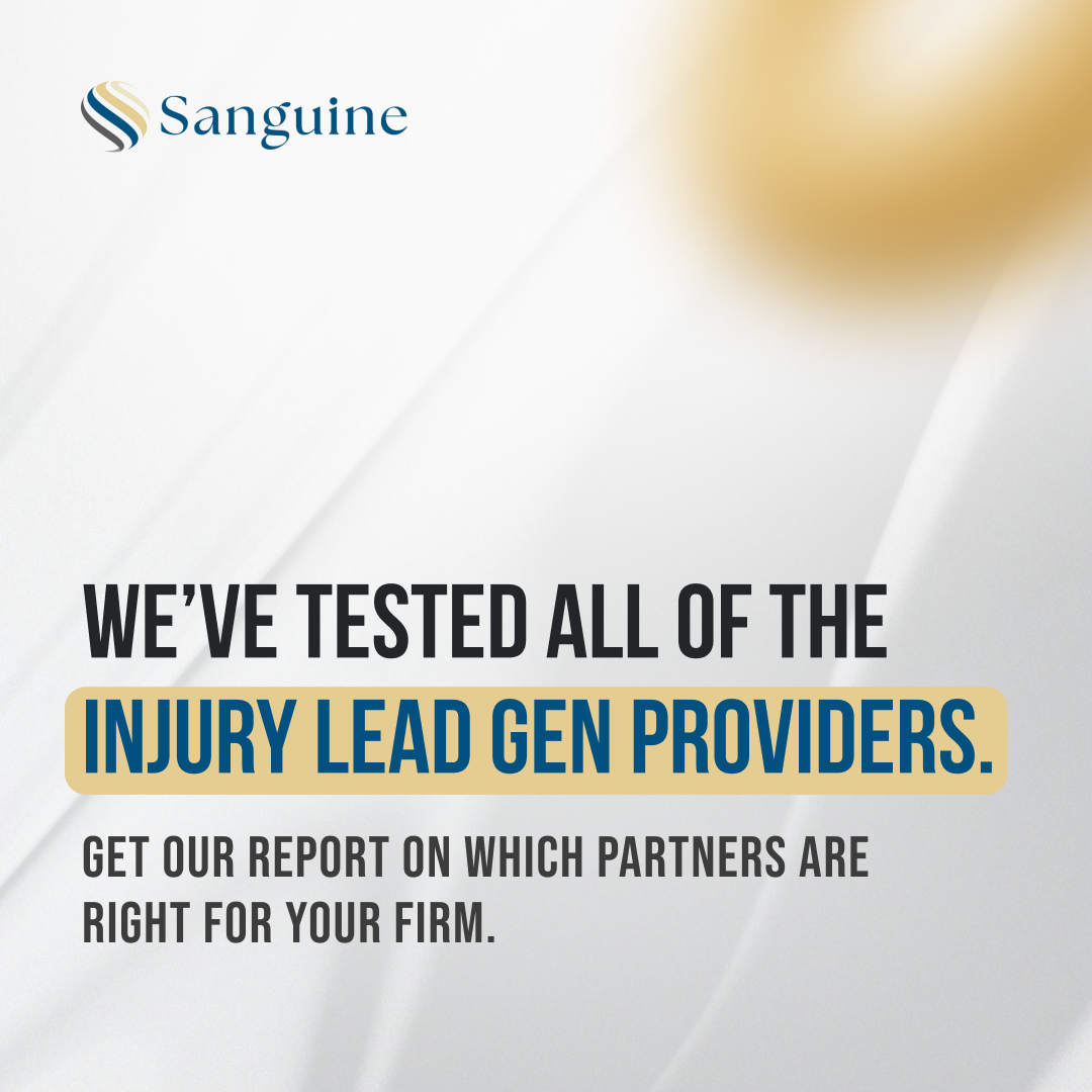 Sanguine Strategic Advisor Facebook ad: Get Matched With a Verified PI Leads Partner