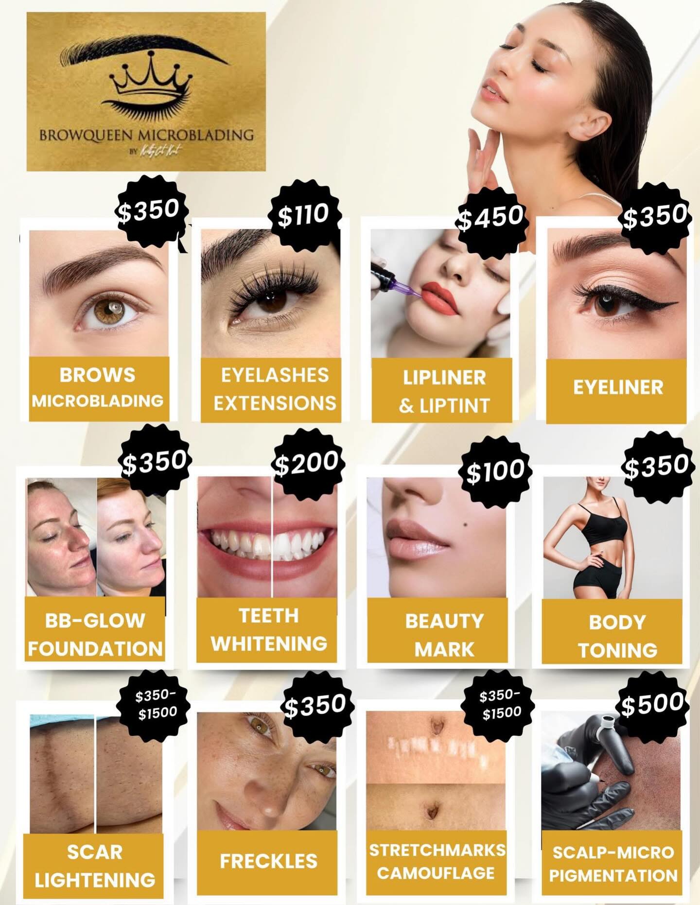 BrowQueen Microblading Southern Pines North Carolina USA Facebook ad: MAKE-UP 24/7 at BrowQueen Clinic!