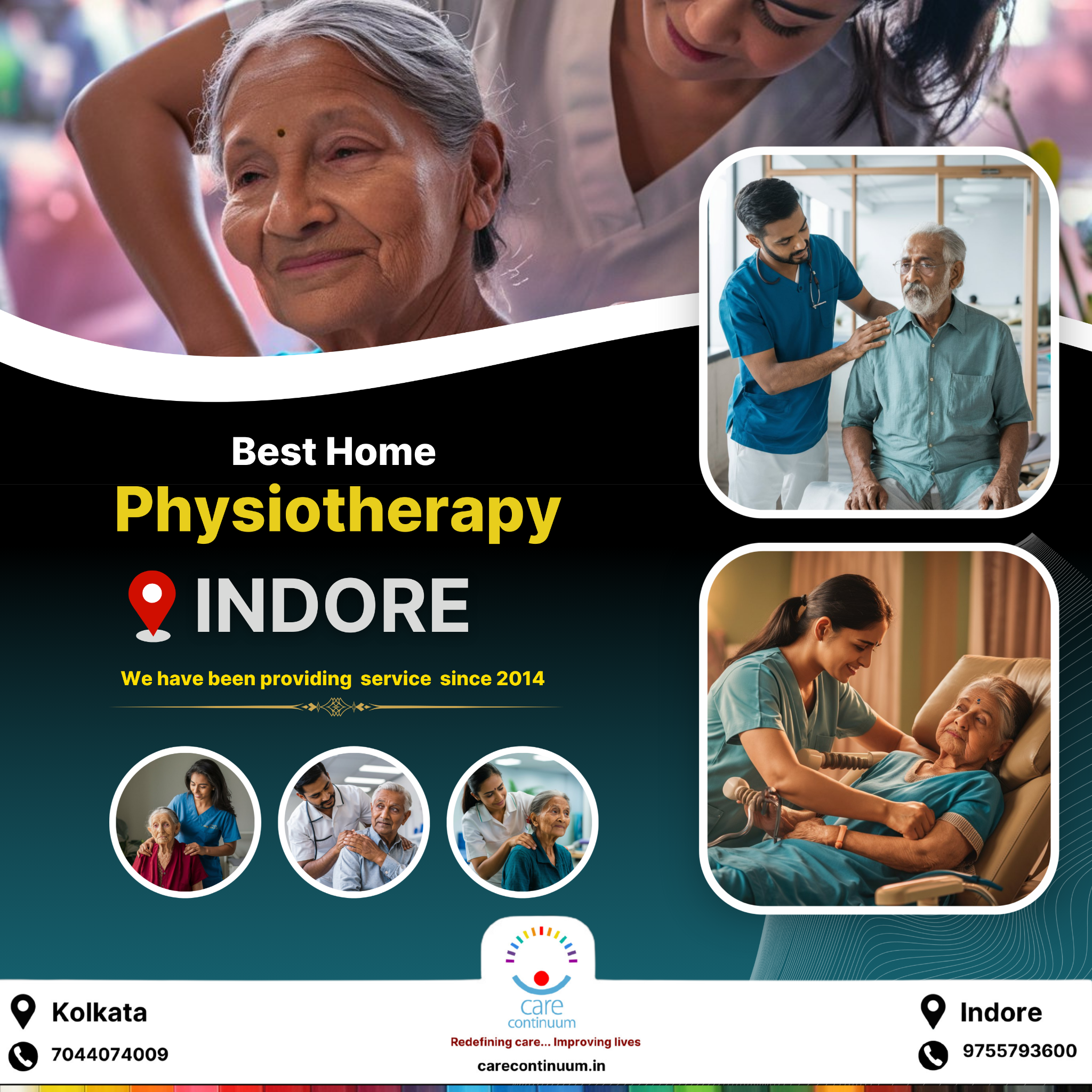Care Continuum Indore Facebook ad: Home Physiotherapy in Indore