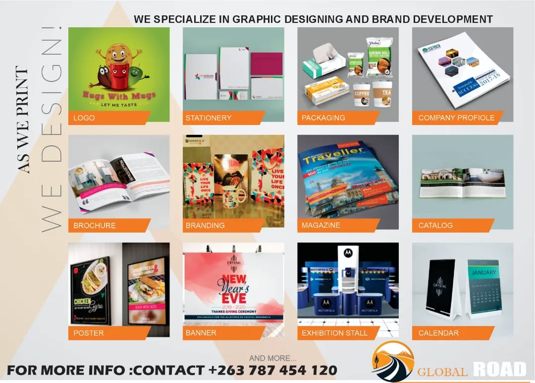 globalroad.zw Facebook ad: We print.we design.