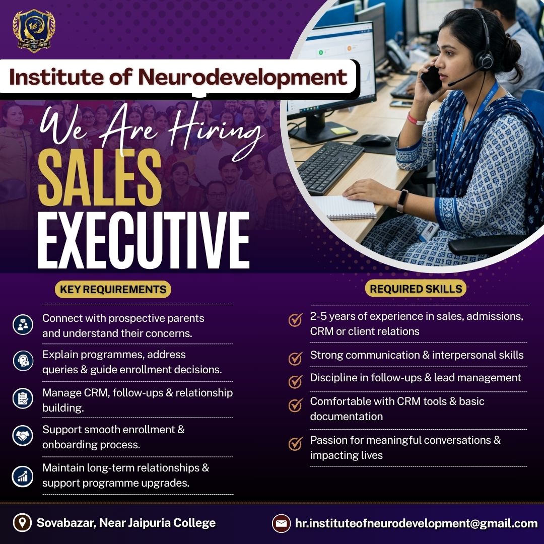 Institute of NeuroDevelopment Facebook ad: Hiring Sales Executives, Apply Now