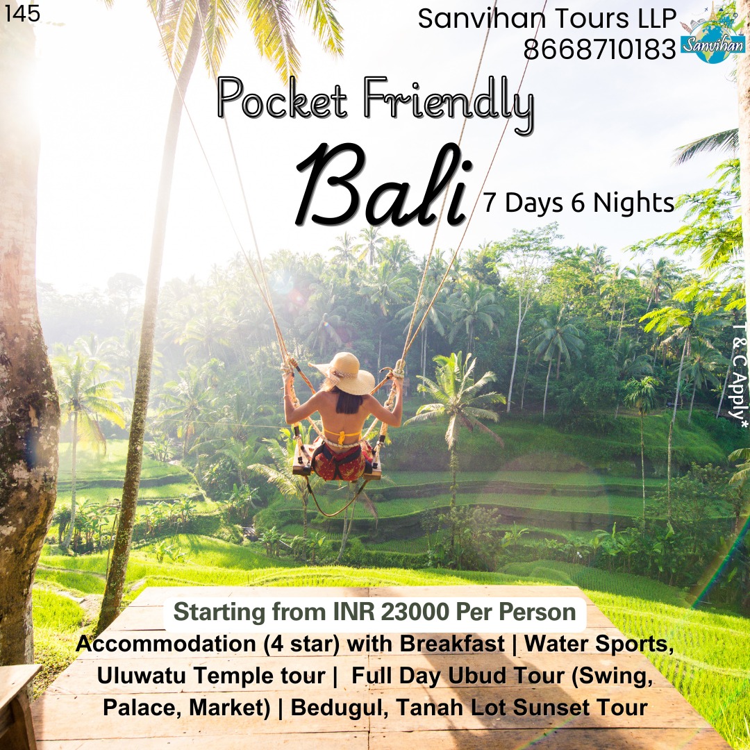 Sanvihan Tours LLP Facebook ad: Experience the magic of Bali, stunning beaches, private…