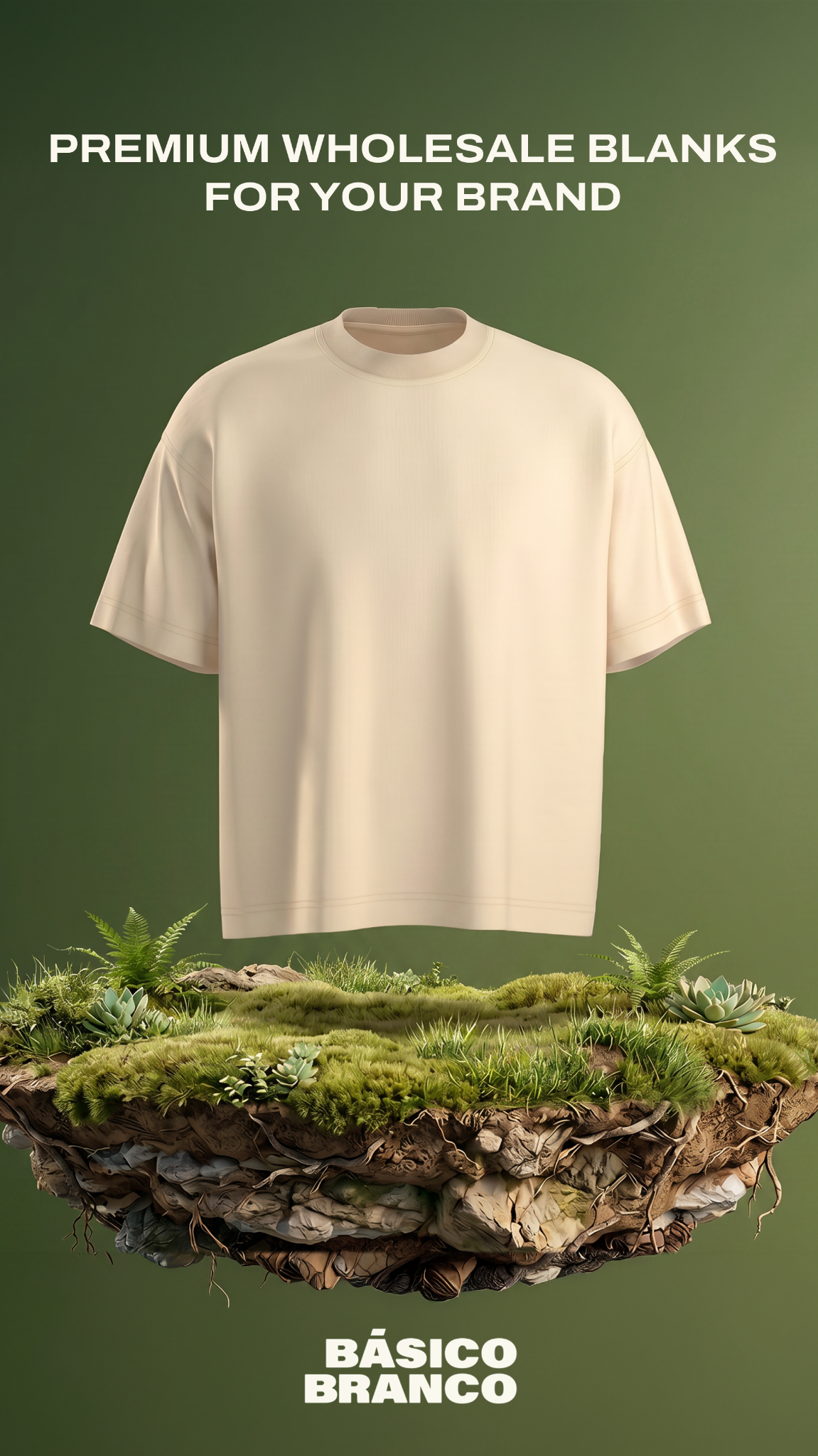 Básico Branco Facebook ad: Organic. Certified. Premium wholesale blanks.