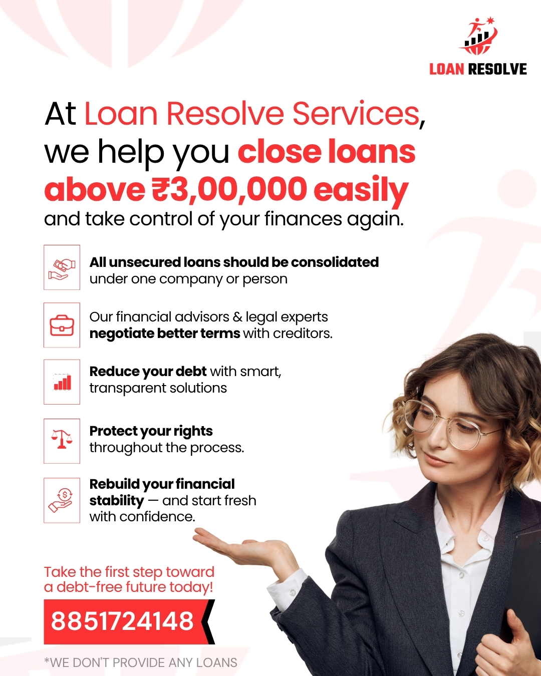 Loan Resolve Services Facebook ad: Settle ₹3L+ Unsecured Debt for Less
