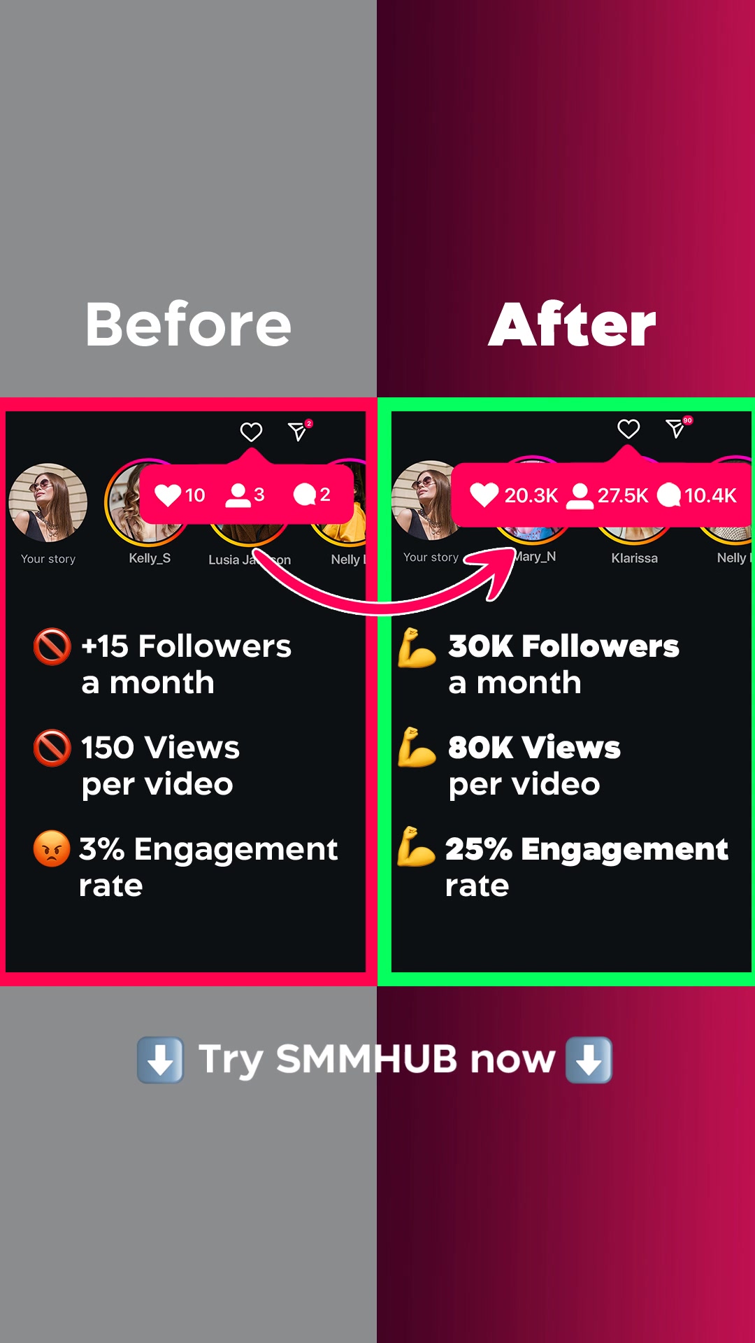 HUB: Insta Story Art Maker Facebook ad: Convert likes into income with SMMHub