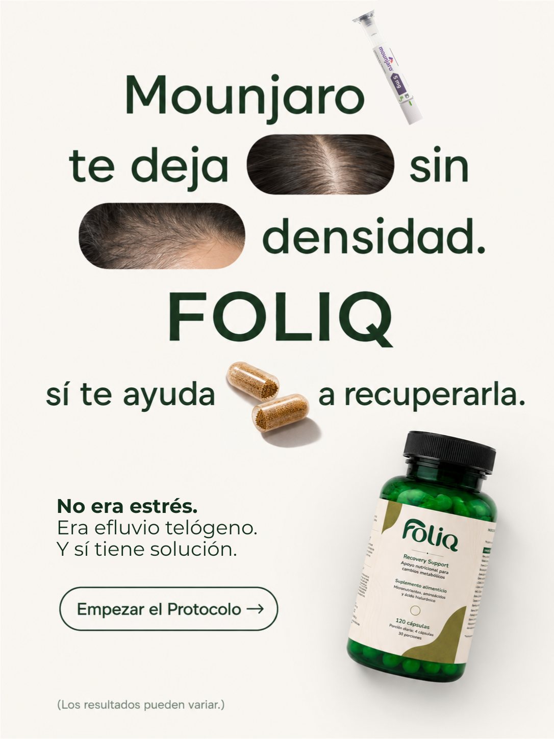 Foliq Facebook ad: Te dijeron que era estrés.