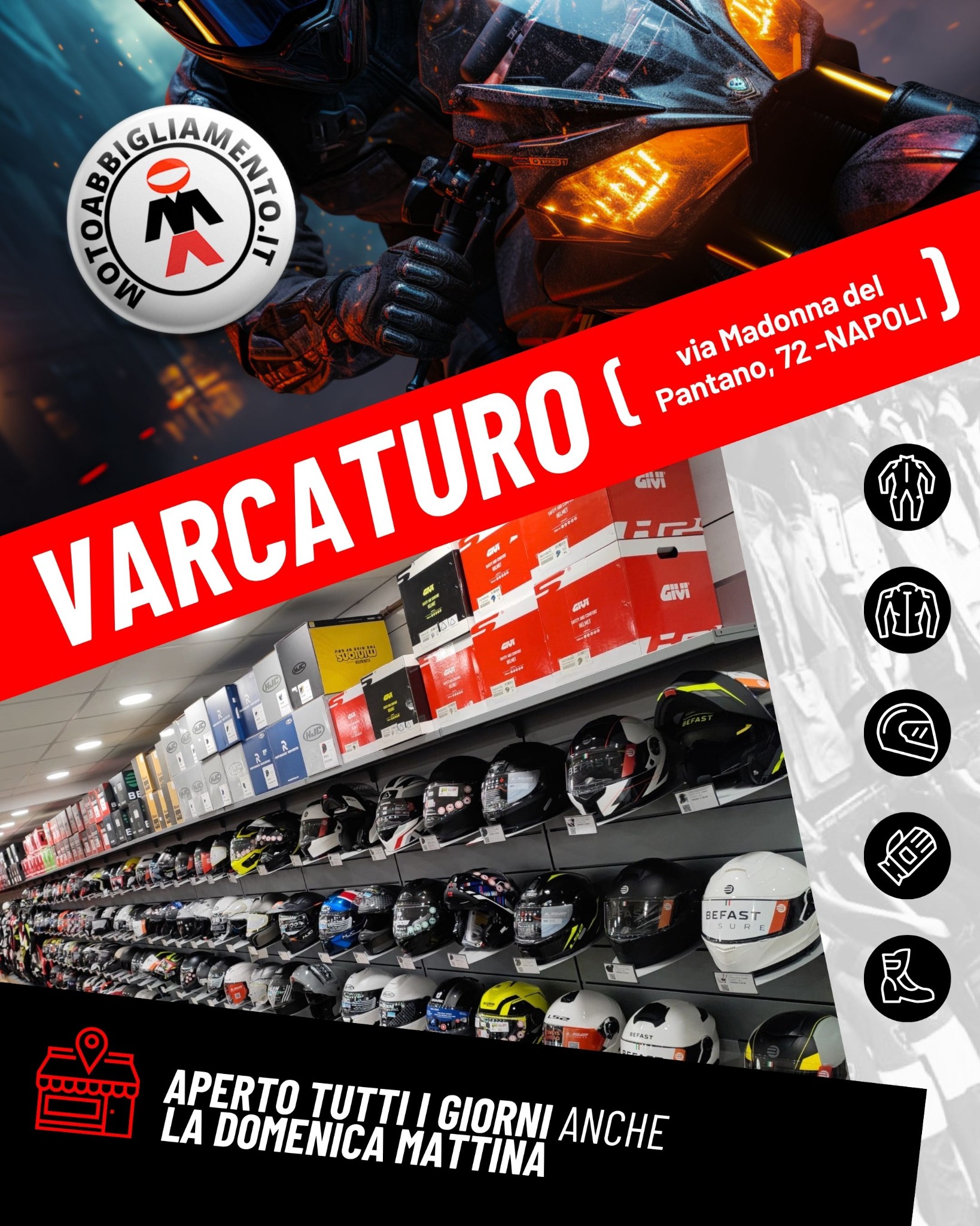 Motoabbigliamento Varcaturo Napoli Facebook ad: Vieni a trovarci in negozio