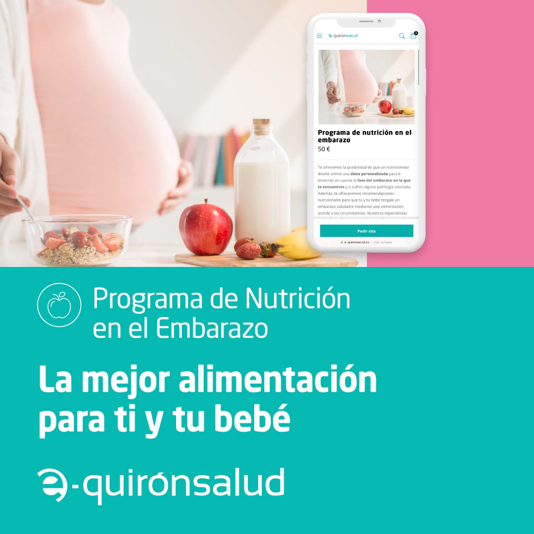 quirónsalud Facebook ad: 𝐍𝐮𝐭𝐫𝐢𝐜𝐢𝐨́𝐧 𝐞𝐧 𝐞𝐥 𝐄𝐦𝐛𝐚𝐫𝐚𝐳𝐨