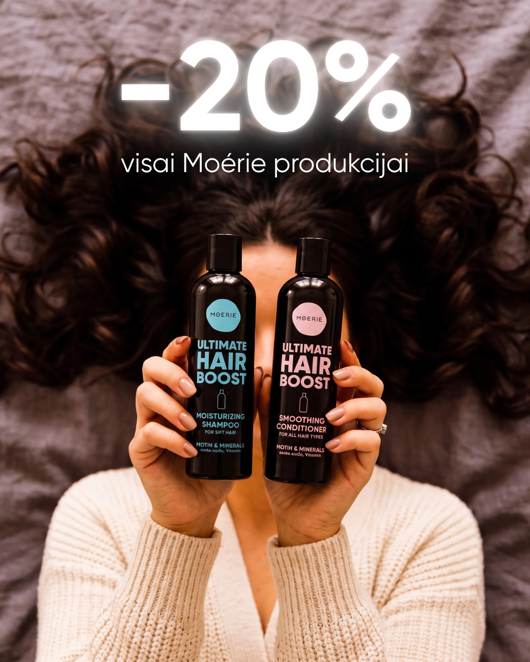 Moérie Beauty Facebook ad: -20% Visiems Produktams