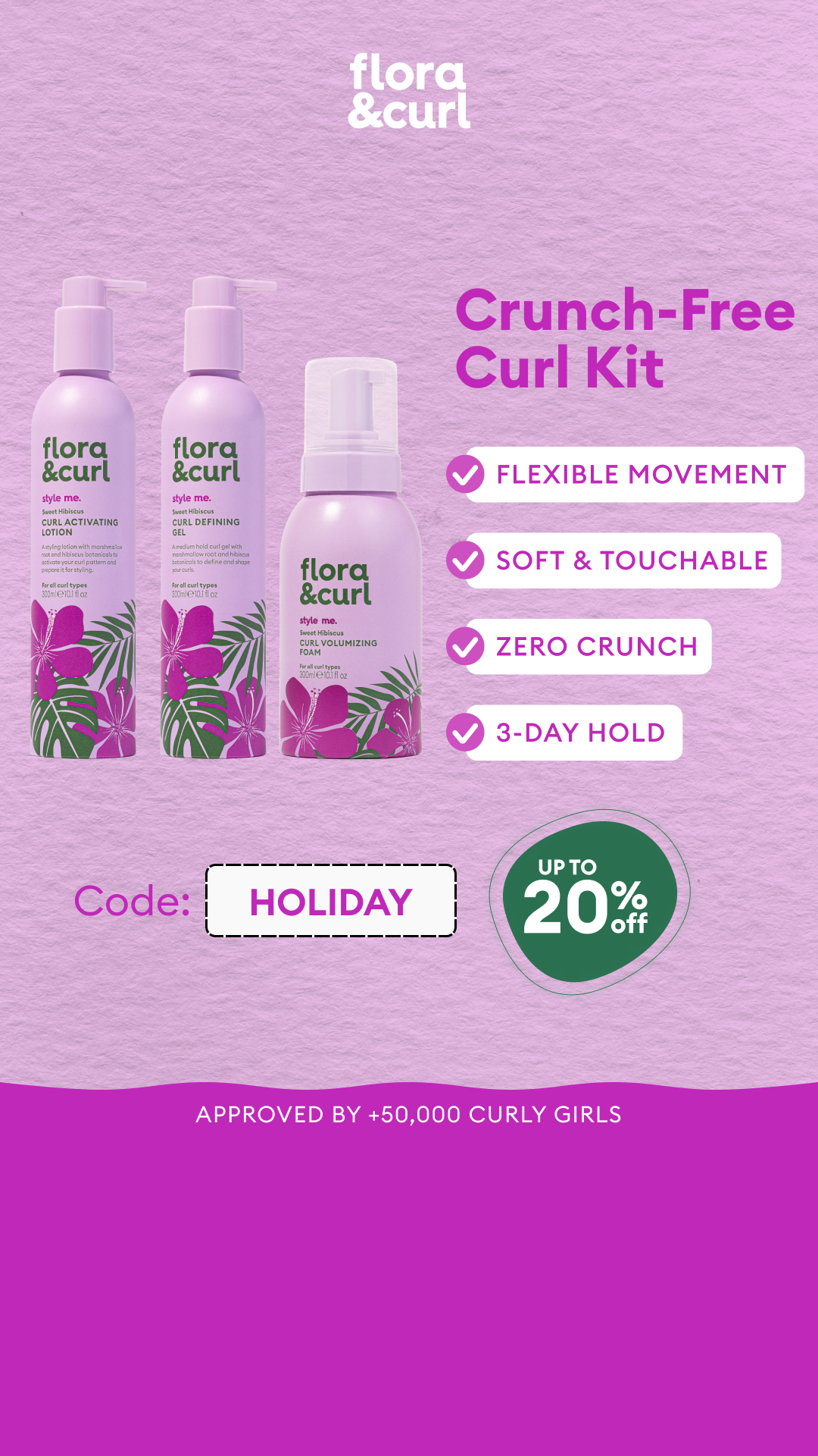 Flora & Curl Haircare Facebook ad