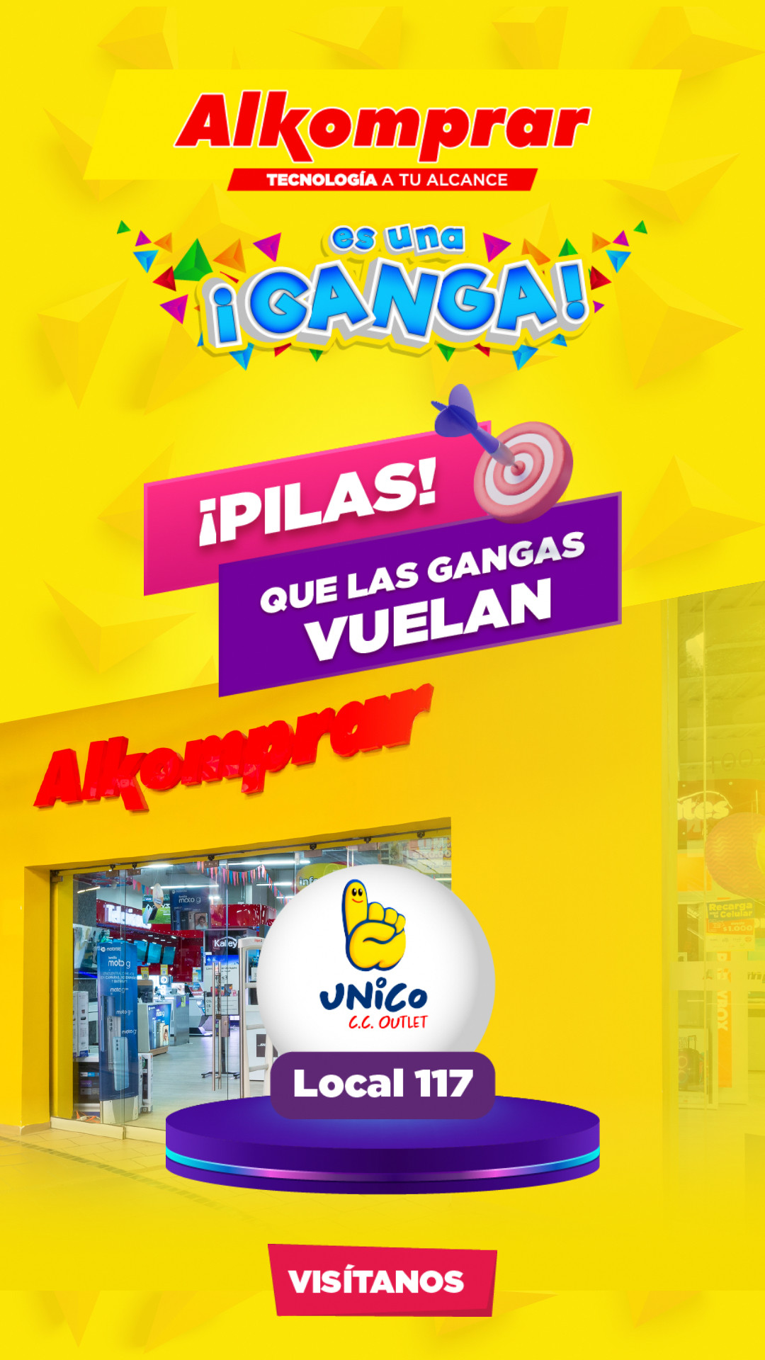 Alkomprar Facebook ad: ¡Visítanos en el C.C Único!