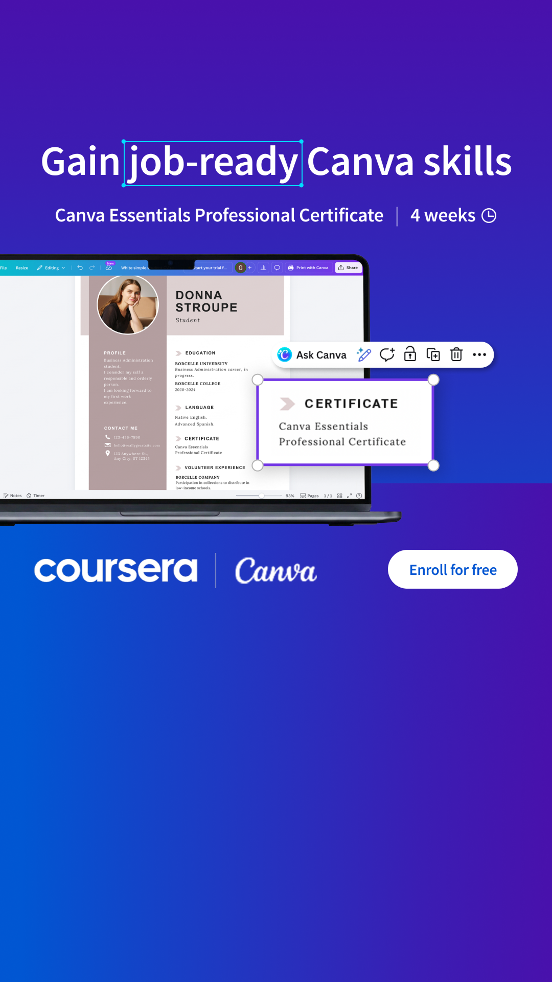 Coursera Facebook ad