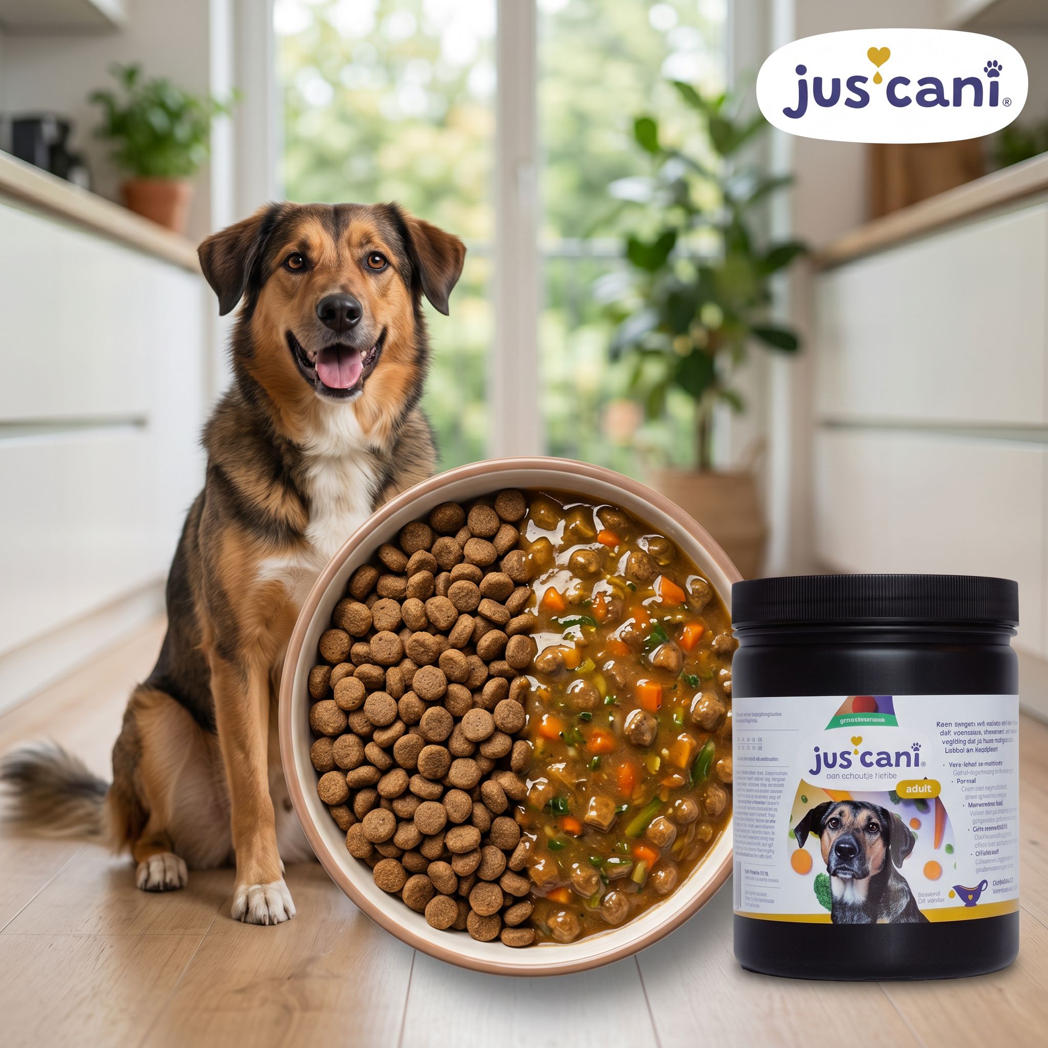 JusCani Facebook ad: Met Jus'Cani wordt elke maaltijd een feestje!