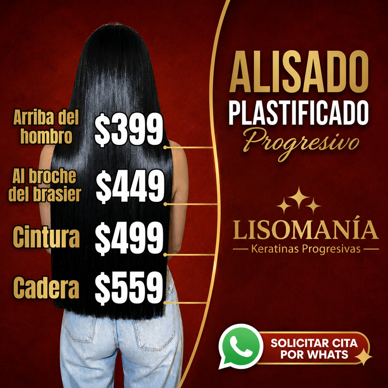 Lisomanía Keratinas Progresivas Facebook ad: ¡Cotiza tu Alaciado por WhatsApp aquí!
