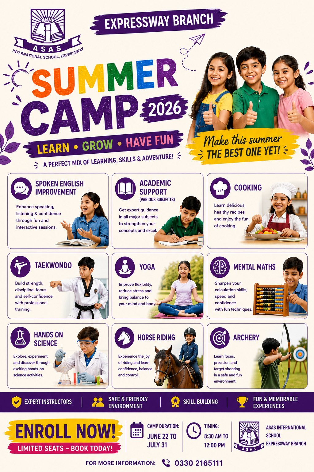 Asas International School, Expressway Branch Facebook ad: Join the Summer Camp at Asas