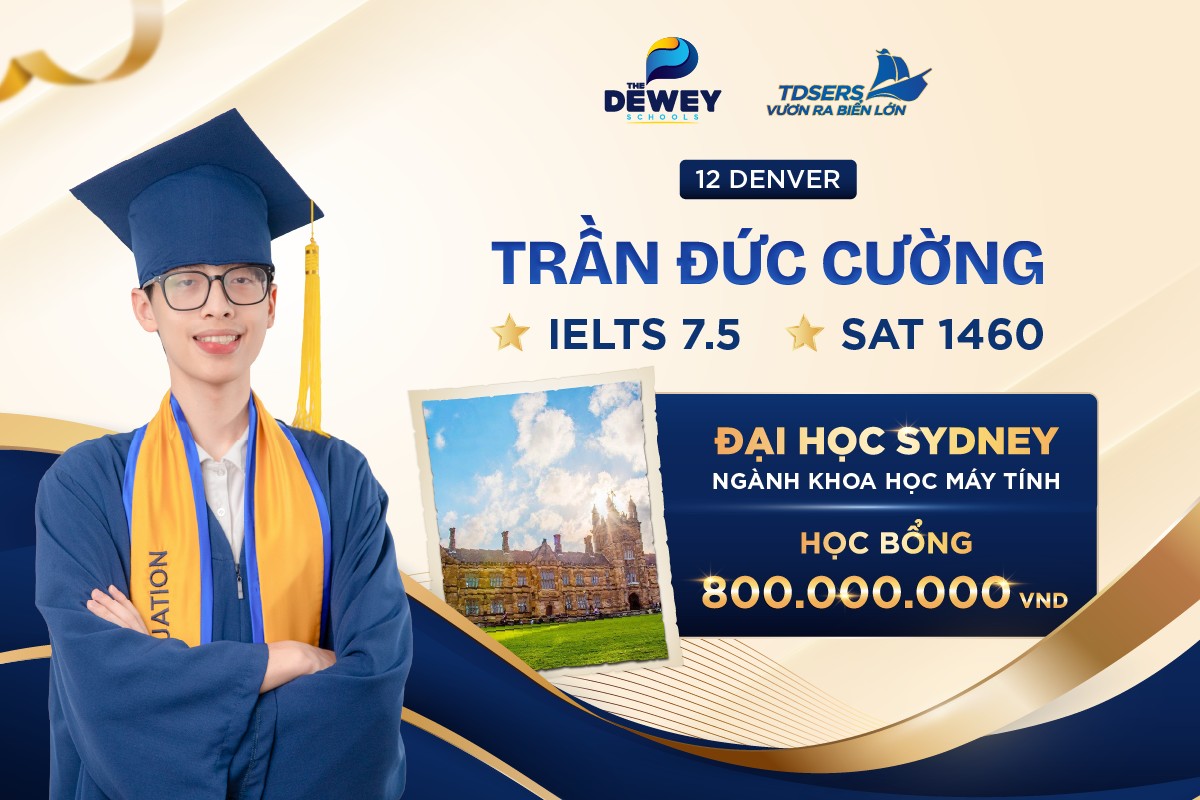 The Dewey Schools Facebook ad: HÀNH TRÌNH CHINH PHỤC GIẤC MƠ ĐẠI HỌC…