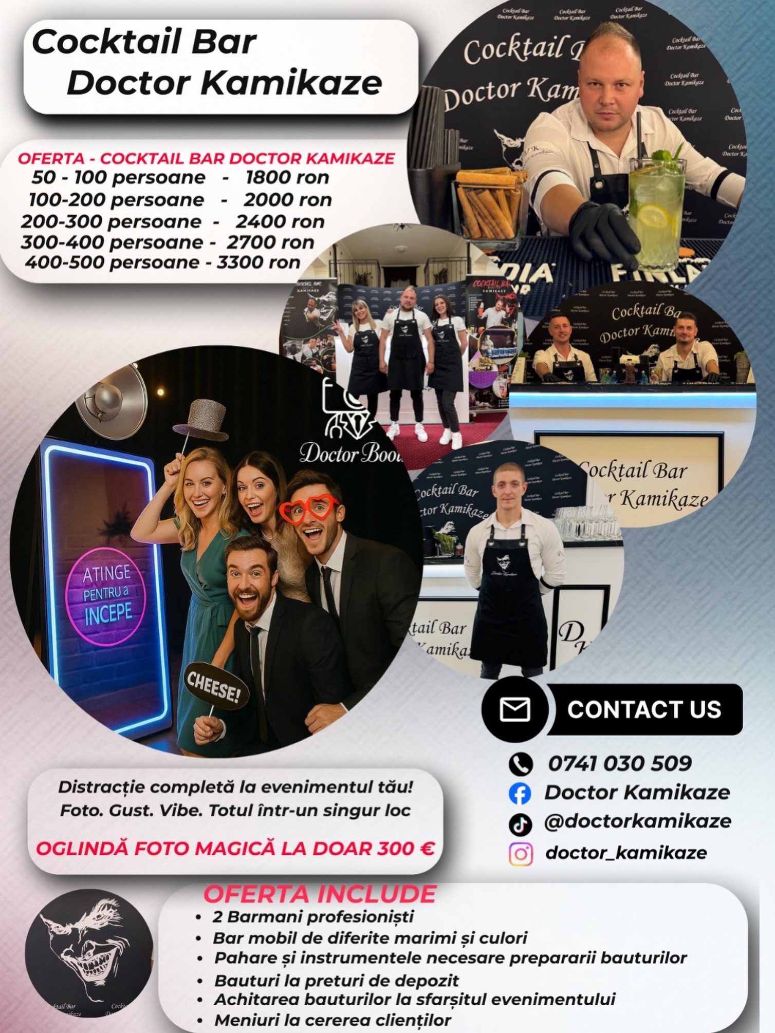 Cocktails Bar -Doctor Kamikaze- Facebook ad: Transformă orice eveniment într-o experiență memorabilă cu…