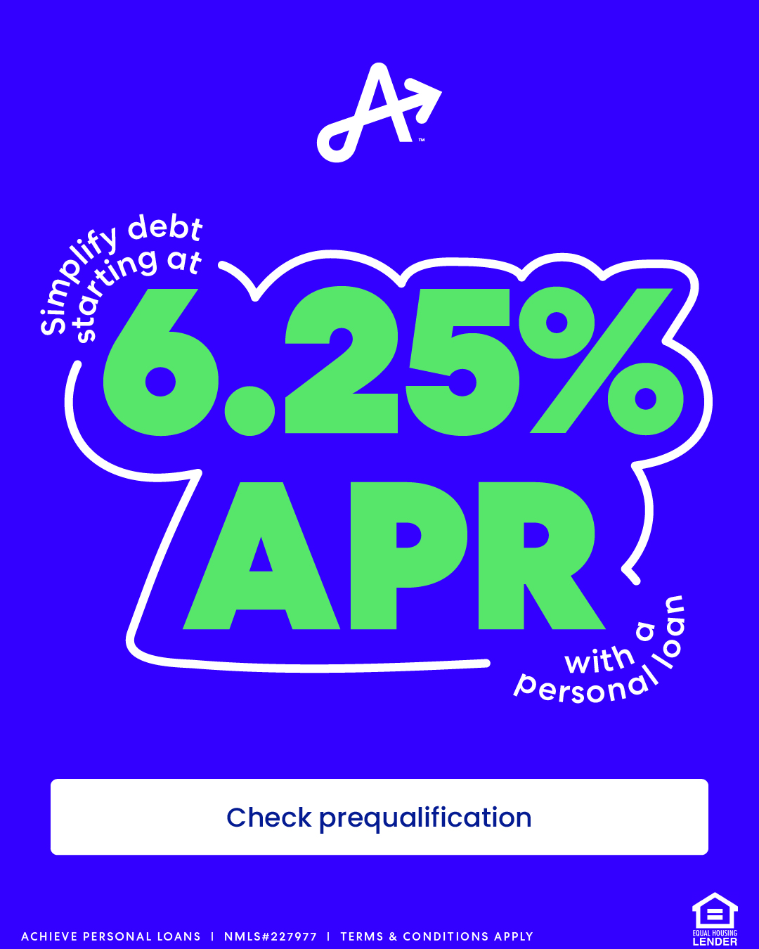 Achieve Personal Loans Facebook ad: Consolidate debt w/ a personal loan