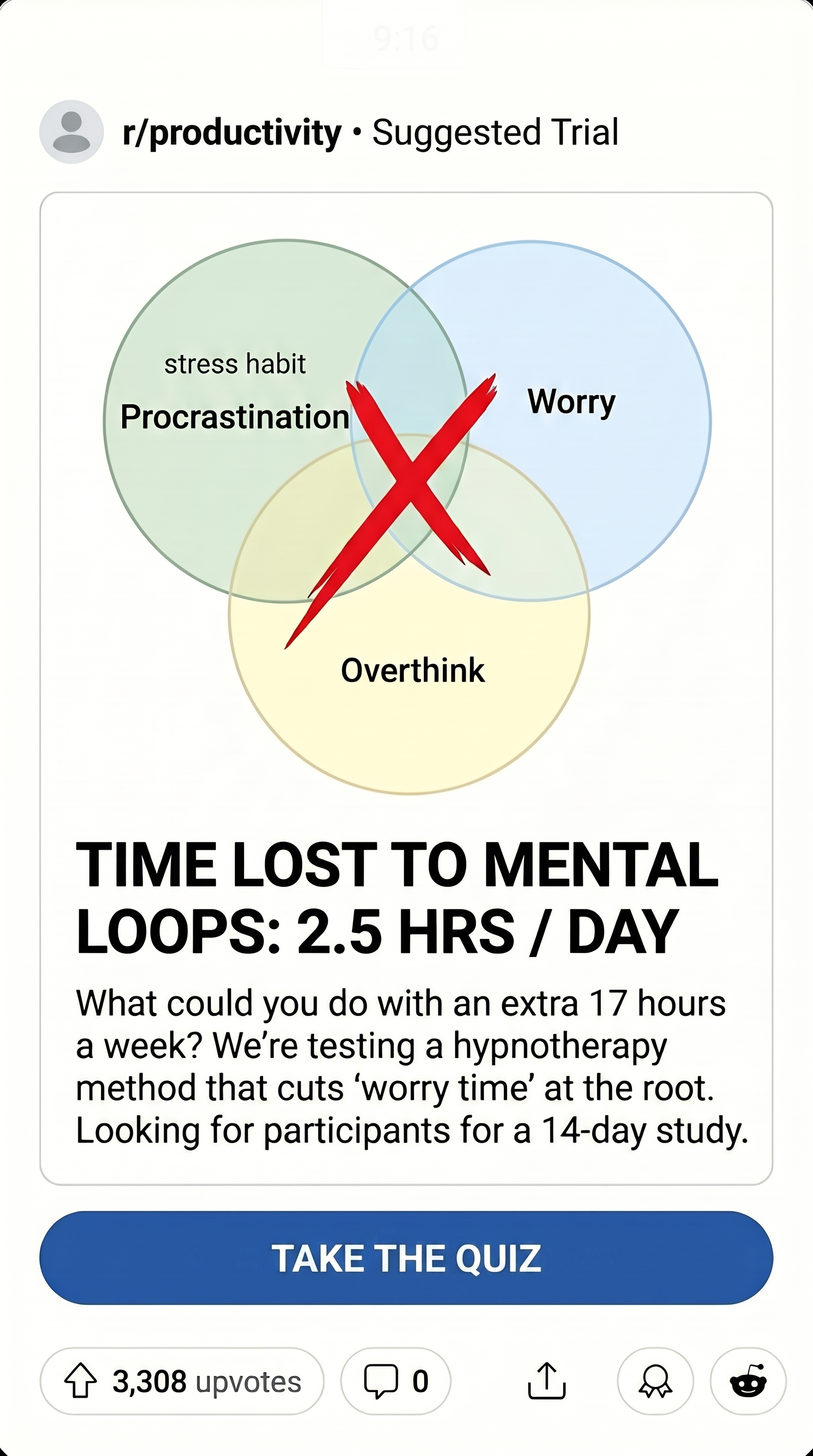 Kure for Hypnotherapy Facebook ad