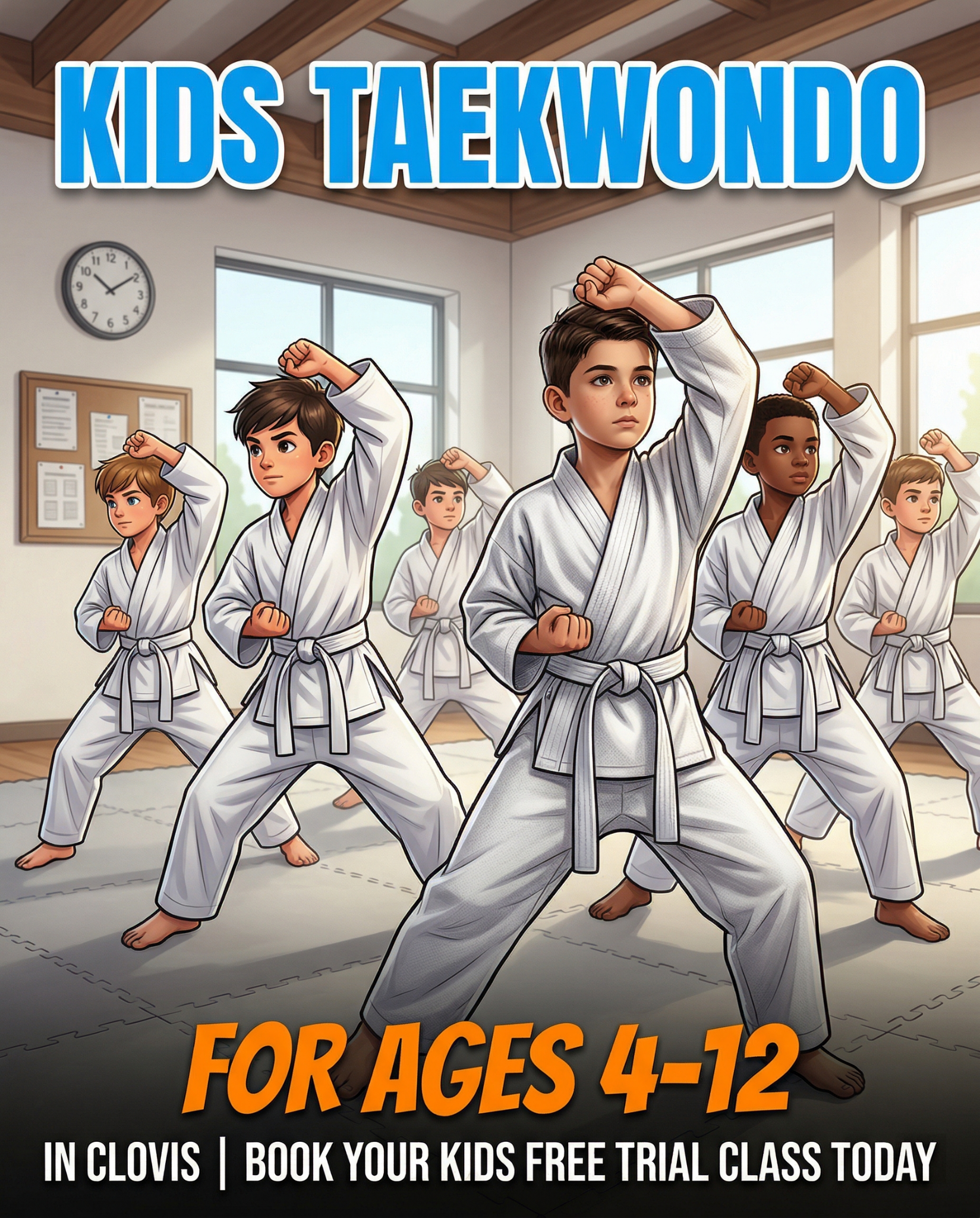 TKE Martial Arts Facebook ad: Free Kids Martial Arts Class in Clovis