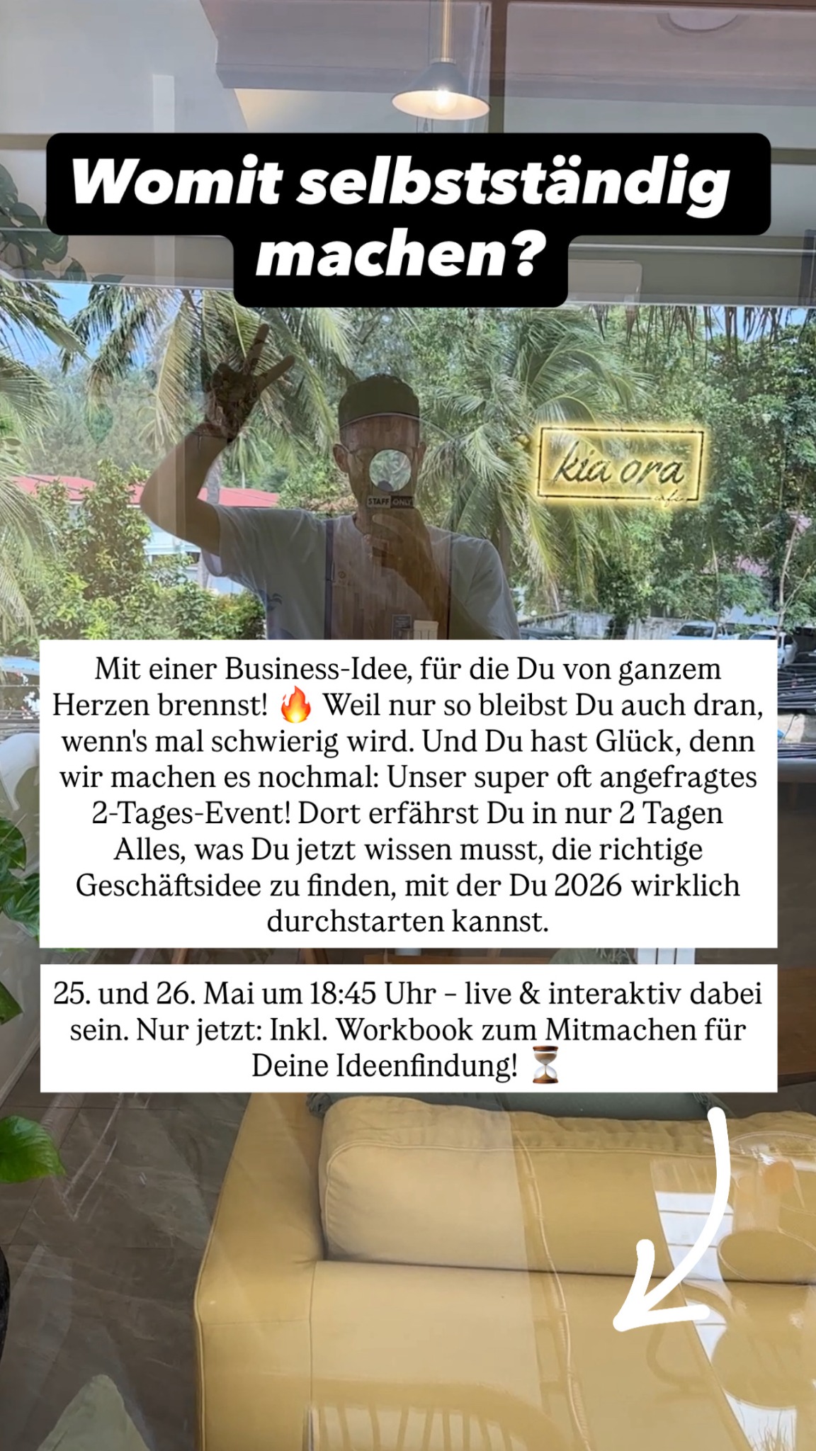 Isleofmind_academy Facebook ad: 2 Tage für Deine Business-Idee